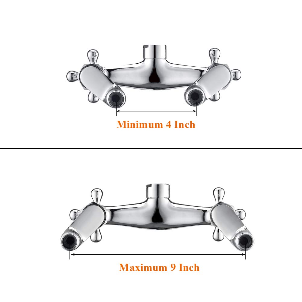 Upgraded 6 Inch Wall Mount Kitchen Sink Faucet with Cross Handles - Chrome Finish RULIA RB1026 - Perfect for Small Kitchens, Bathrooms & RV Sinks