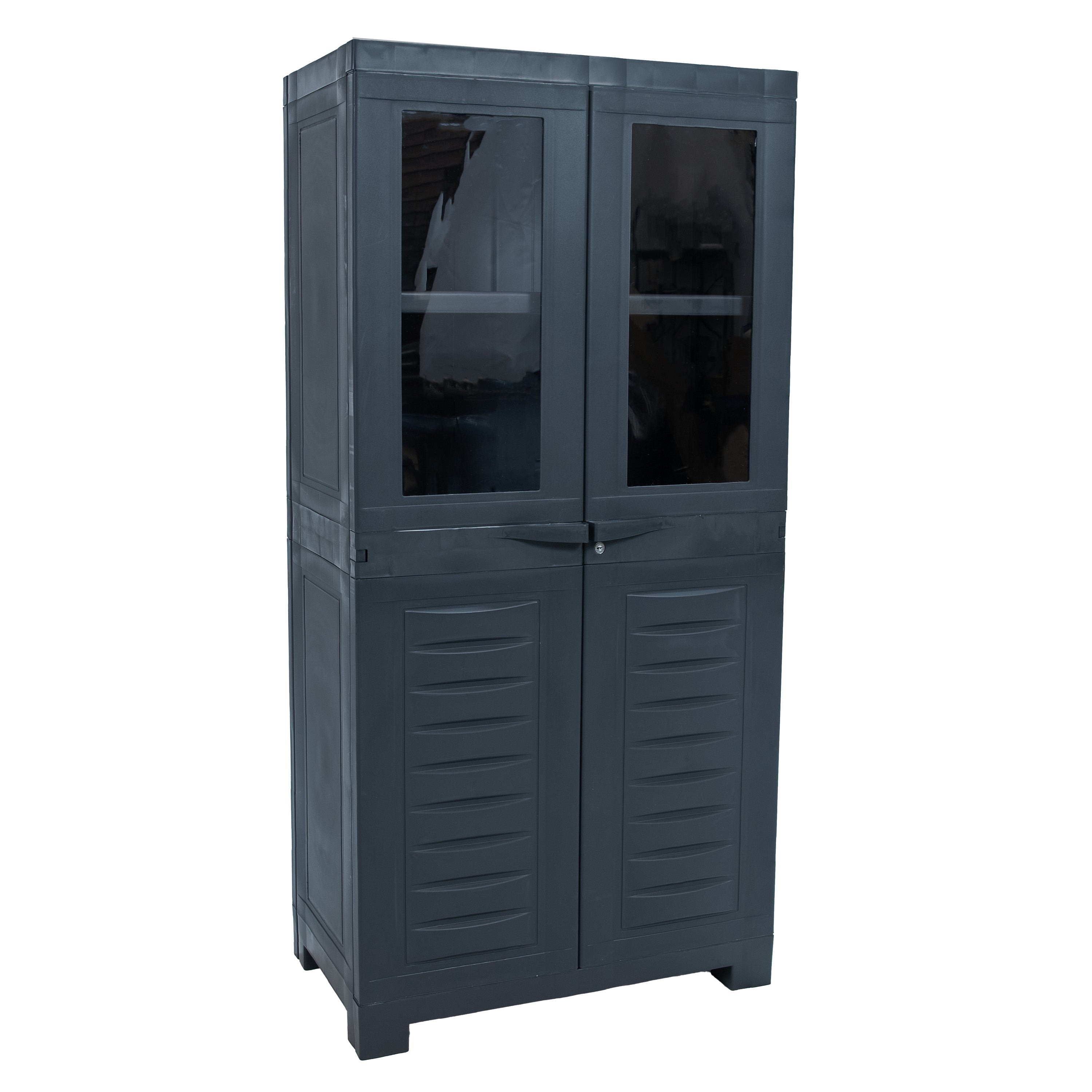 Lockable Plastic Storage Cabinet with 3 Adjustable Shelves - Heavy Duty Outdoor & Indoor Organizer for Garage, Patio, Shed, or Utility Room
