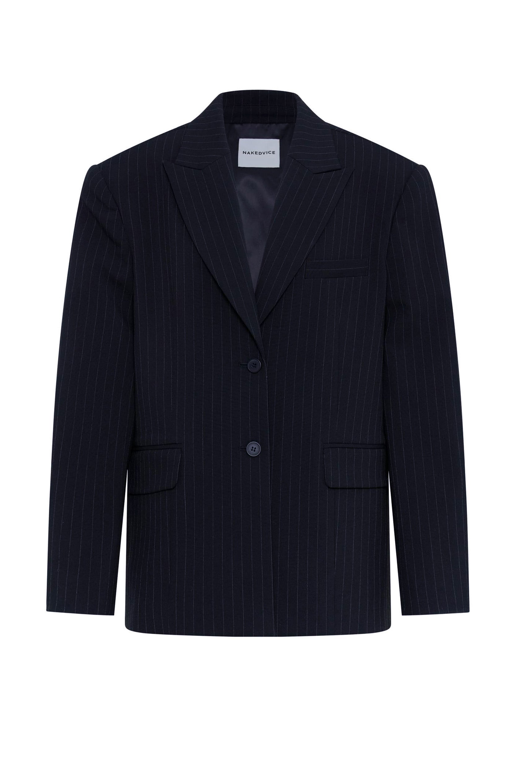 The Isla Navy Pinstripe Blazer for Women - Elegant Slim Fit Business Jacket - Perfect for Office, Meetings & Formal Events