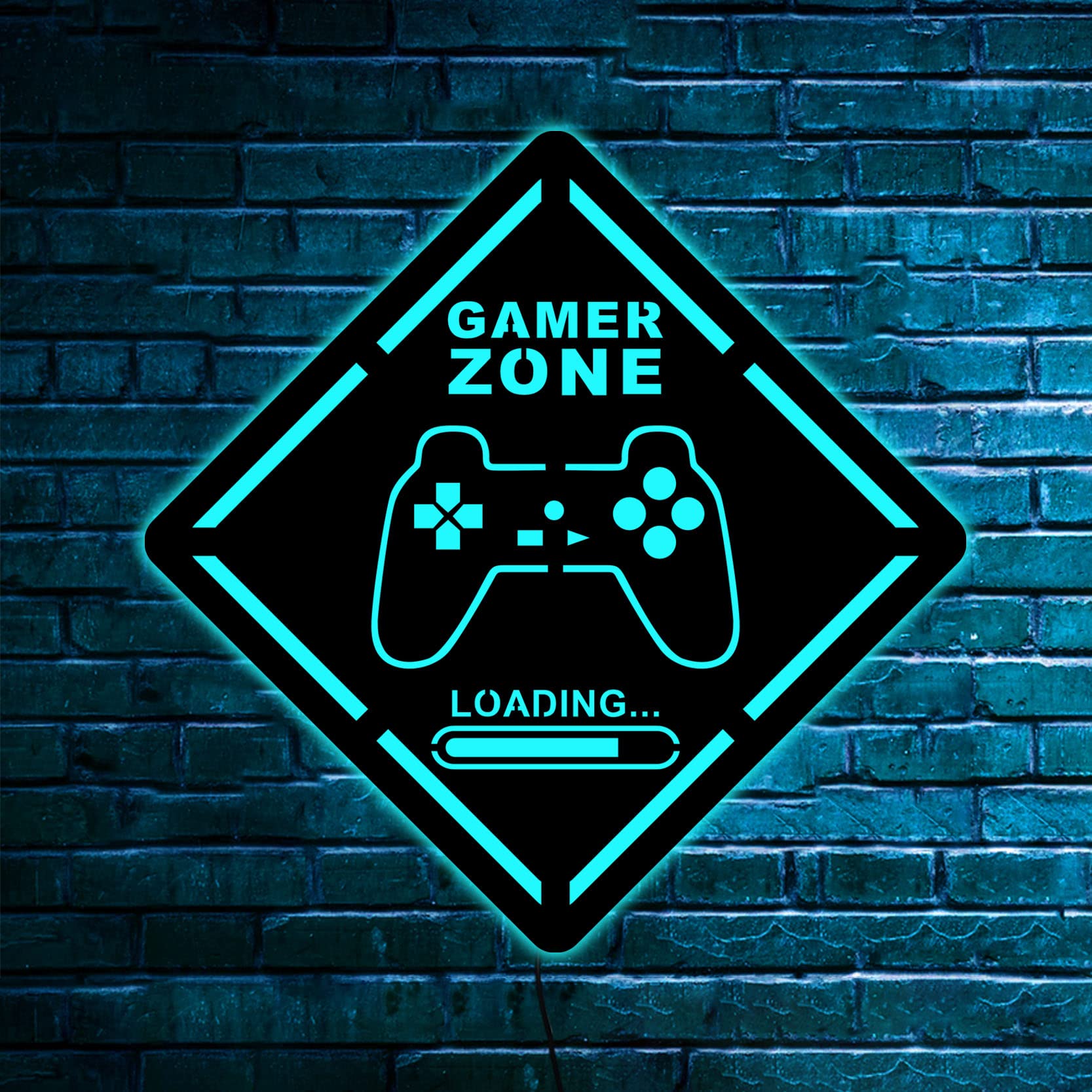 LED Backlit Wooden Gaming Wall Art - Gamer Sign Decor for Living Room & Game Room - Unique Loading Screen Home Decor & Funny Gift for Dad - Perfect for Man Cave, Gaming Setup & Gamer Birthday Presents