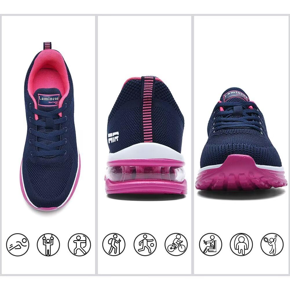 Lamincoa Women's Lightweight Walking & Running Shoes - Breathable Mesh Sneakers with Non-Slip Air Cushion for Gym, Tennis, Workout & Sports | Perfect for Jogging, Training & Daily Wear