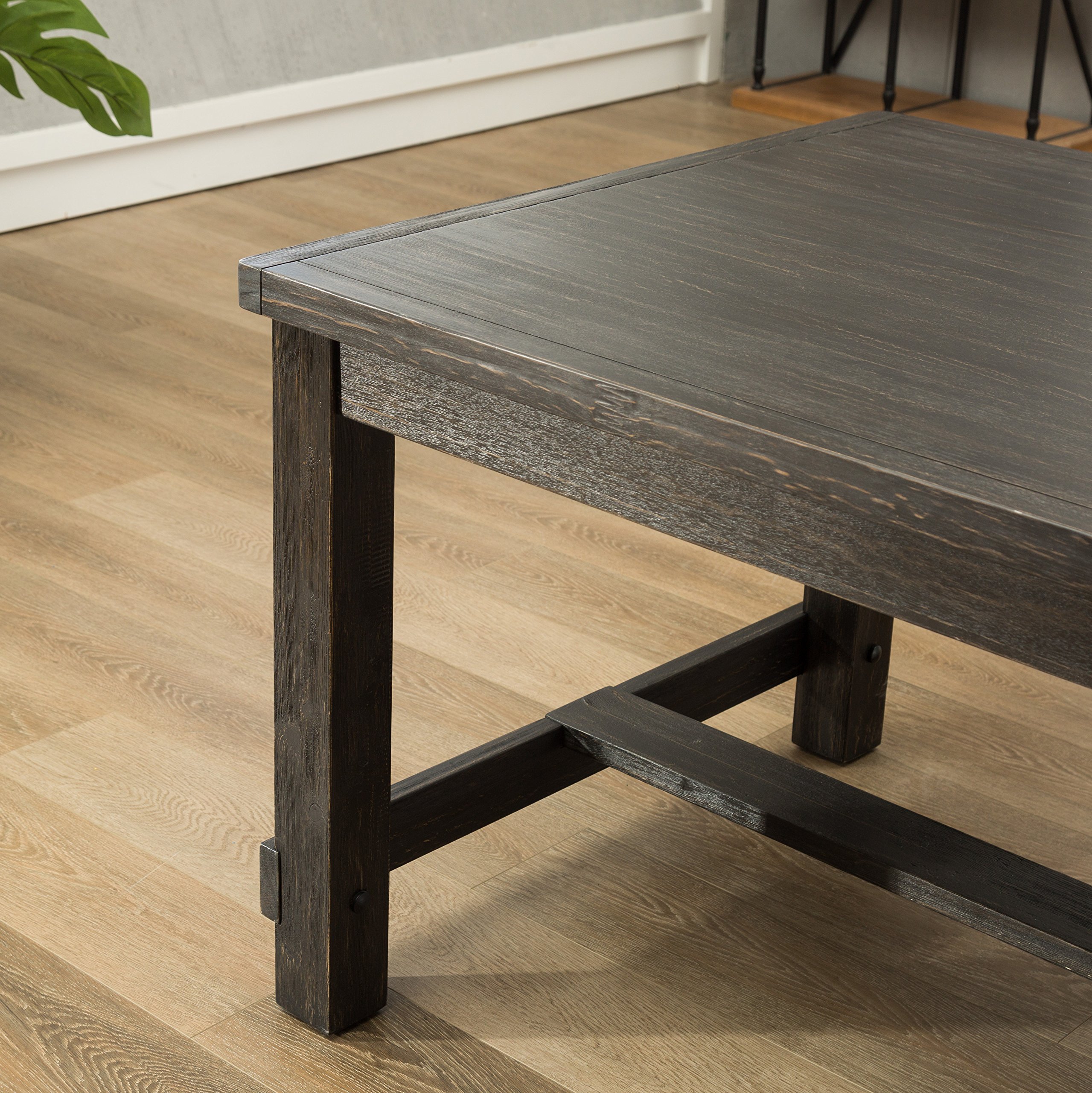 Roundhill Furniture Lotusville Antique Rectangular Wood Dining Table - Solid Wood Farmhouse Style Kitchen Table for 6 - Perfect for Dining Rooms, Kitchens & Rustic Home Decor