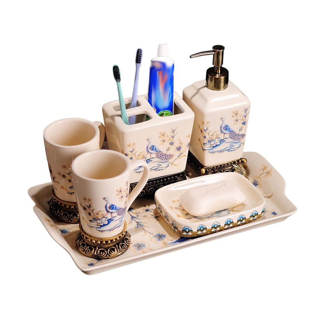 Premium Ceramic Toothbrush Holder & Mouthwash Cup Set - Modern Bathroom Organizer for Countertop Storage | Perfect for Home, Hotel, and Office Use