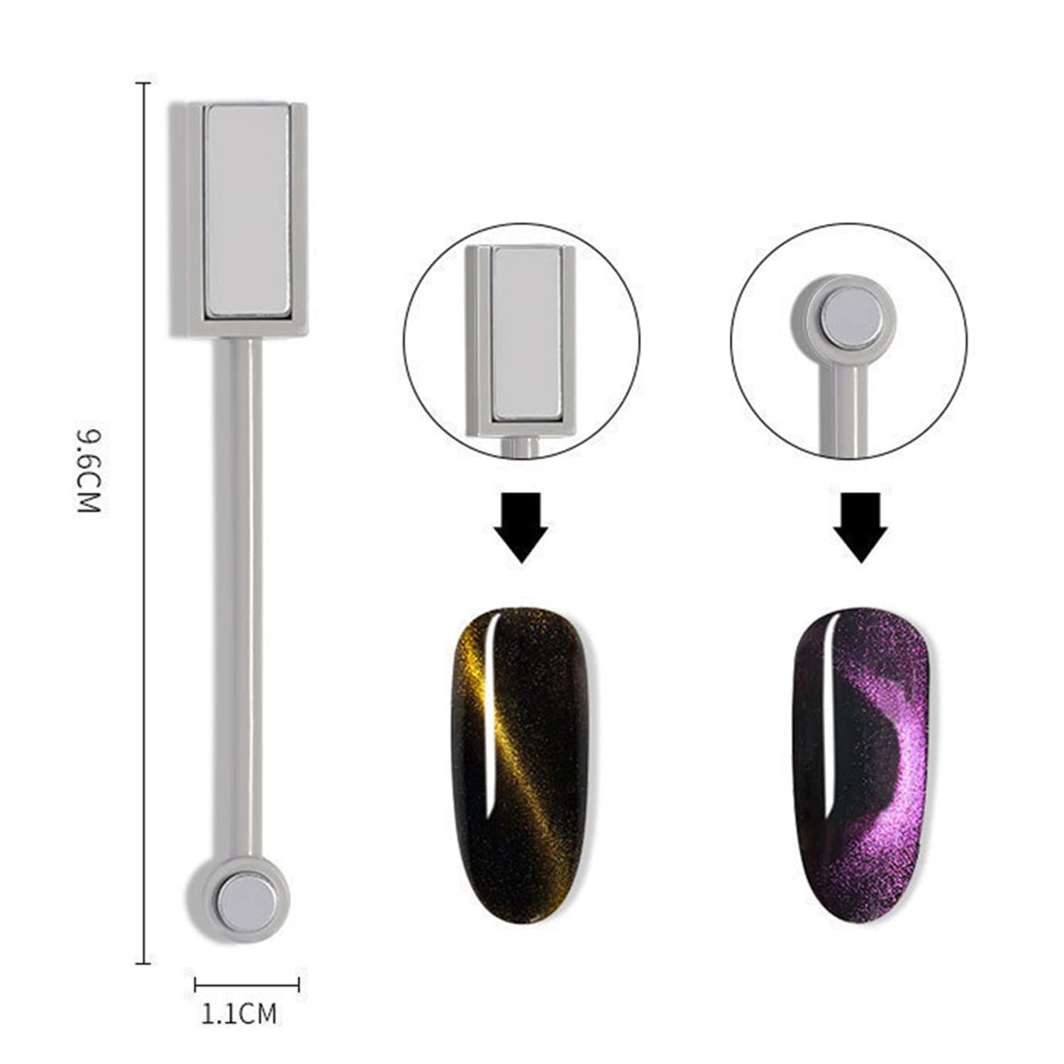 DANNEASY 8pcs 3D Cat Eye Magnetic Gel Polish Set with Nail Magnet Wand - Nail Art Design Tools for Stunning Manicures at Home or Salon