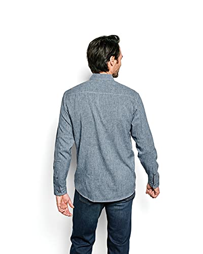 Orvis Tech Chambray Long Sleeve Men's Work Shirt - Lightweight Quick-Drying UPF 40+ Sun Protection Casual Button Down Shirt for Outdoor Work, Hiking & Everyday Wear