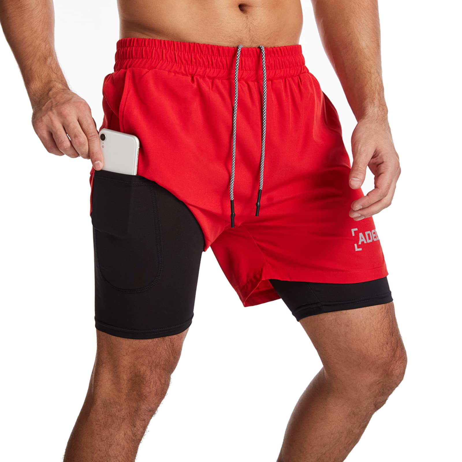 Men's 2-in-1 Running Shorts with Phone Pockets - Quick Dry, Lightweight, Elastic Waist for Gym, Workout & Athletic Activities | Perfect for Jogging, Training & Outdoor Sports