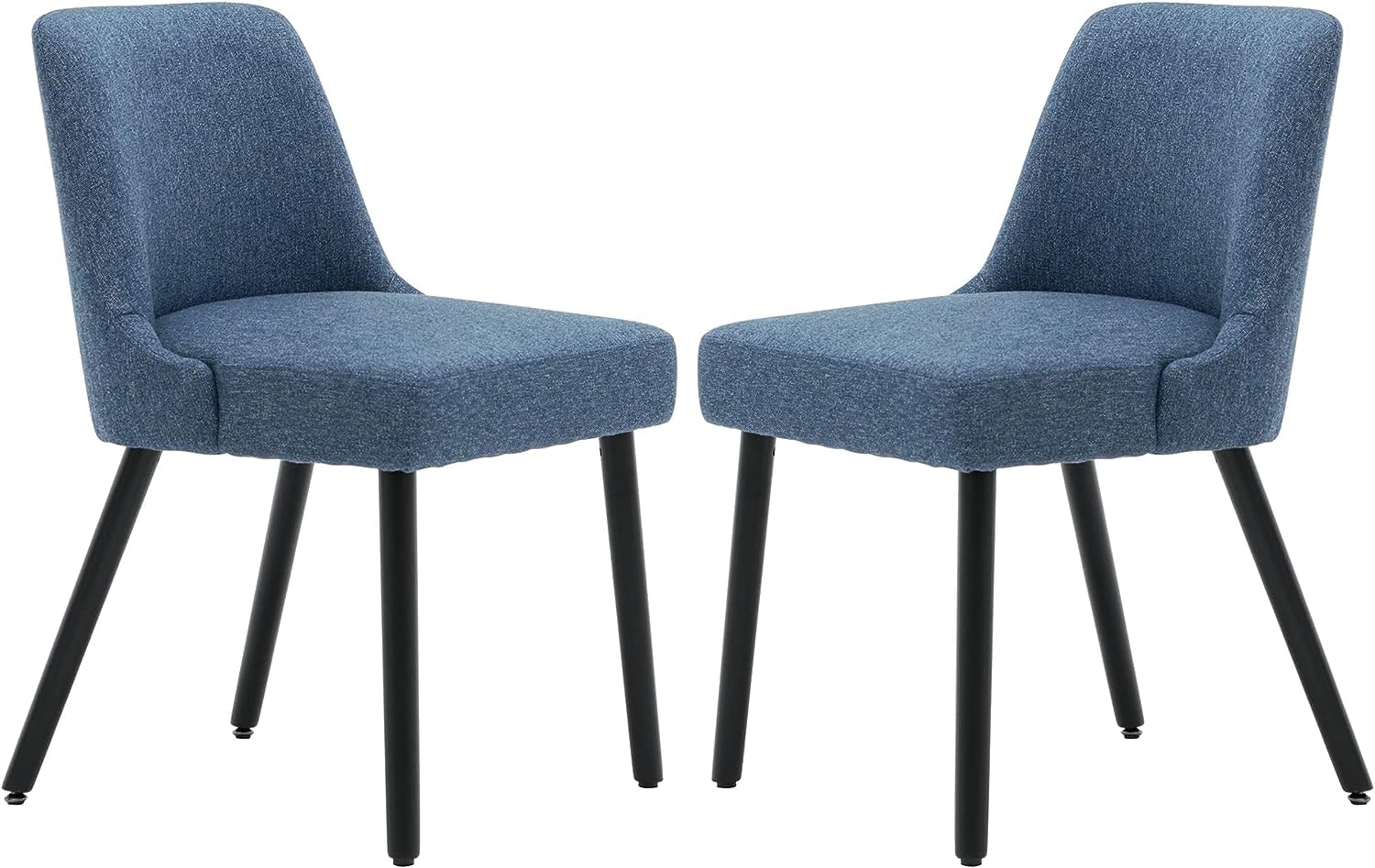 MINCETA Modern Dining Chairs Set of 2 - Navy Blue Performance Fabric Upholstered Kitchen Chairs with Wooden Legs - Perfect for Dining Room, Kitchen, Breakfast Nook & Small Spaces