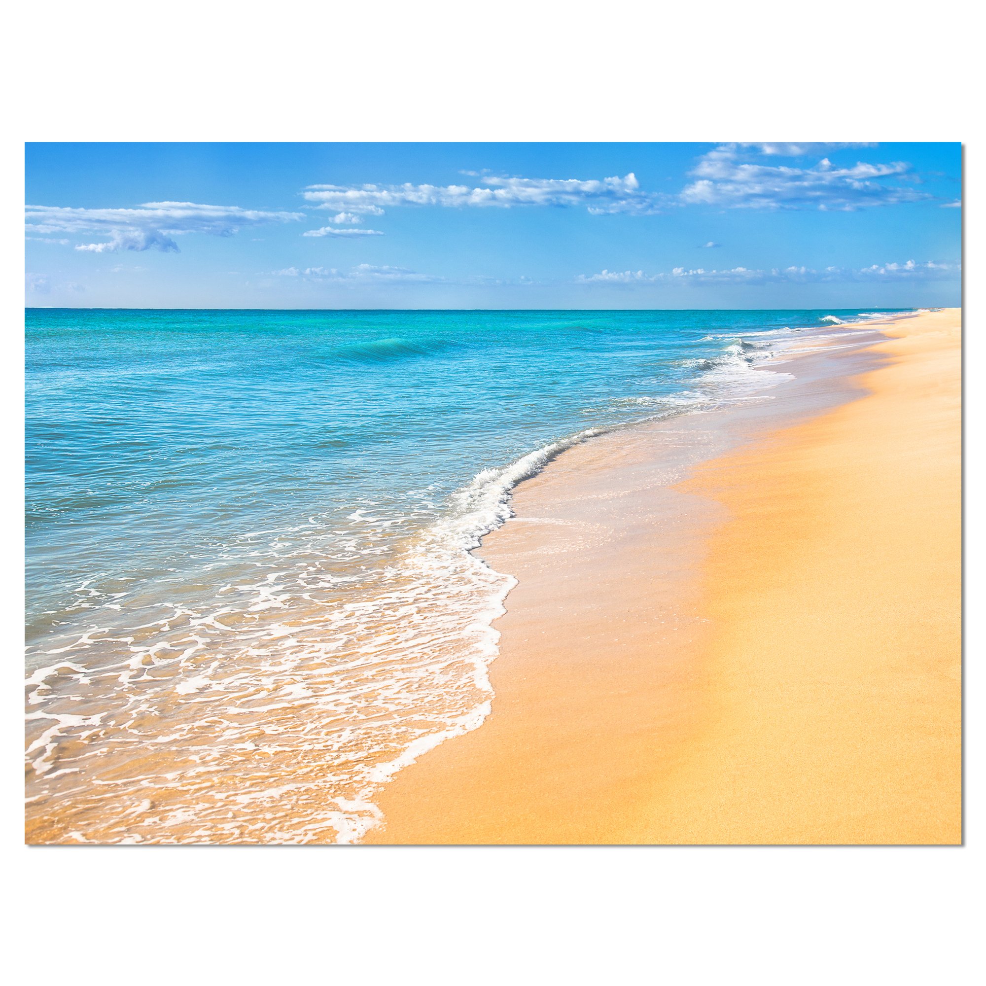 Tropical Blue Sea and Sky Seashore Photo Canvas Art Print - Coastal Wall Decor for Living Room, Bedroom & Office - Beach Themed Home Decoration