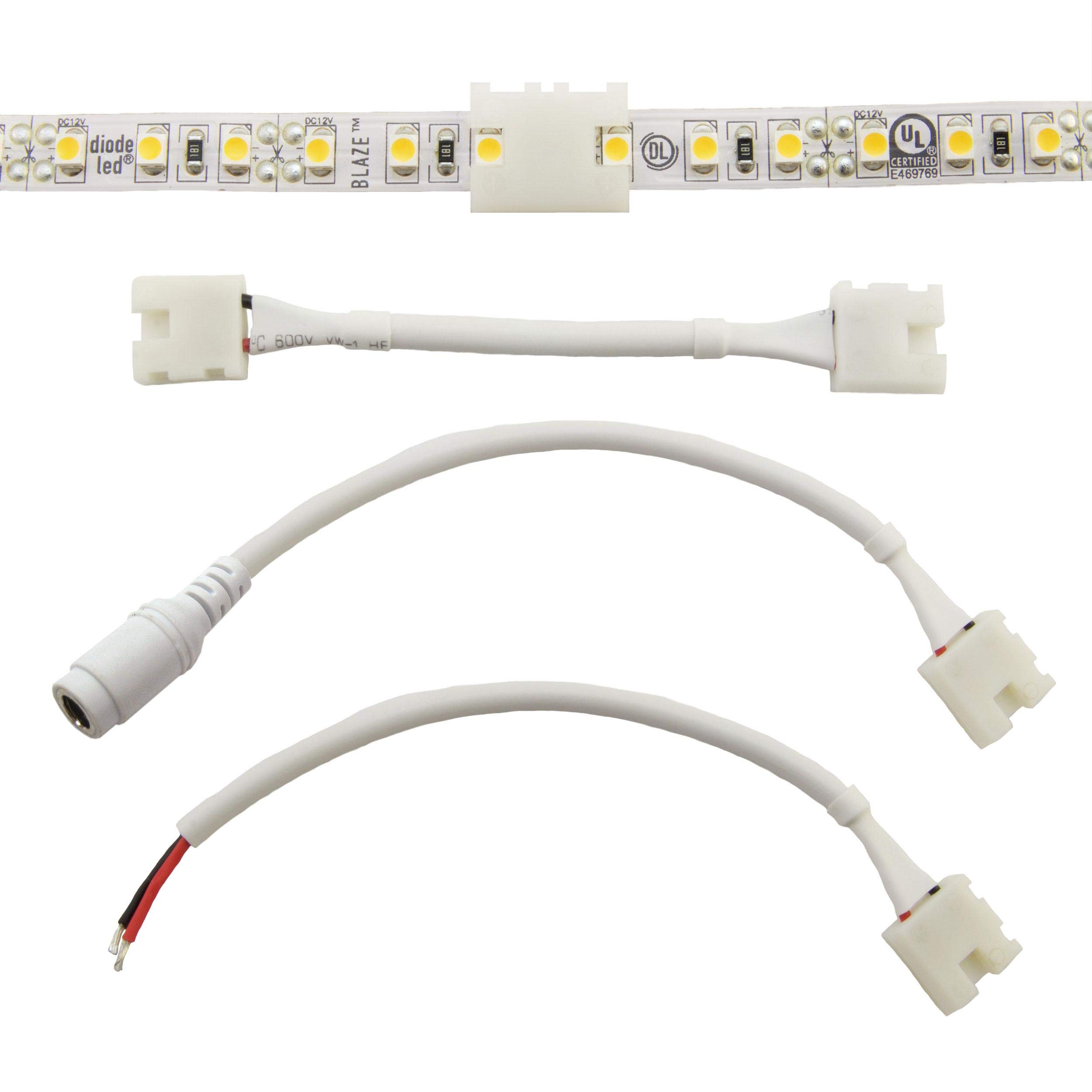 Diode LED CLICKTIGHT DC Plug Connector UB/VA White 2464 Wire - 25 Pack for DIY Electronics, Home Lighting Projects & Automotive Applications