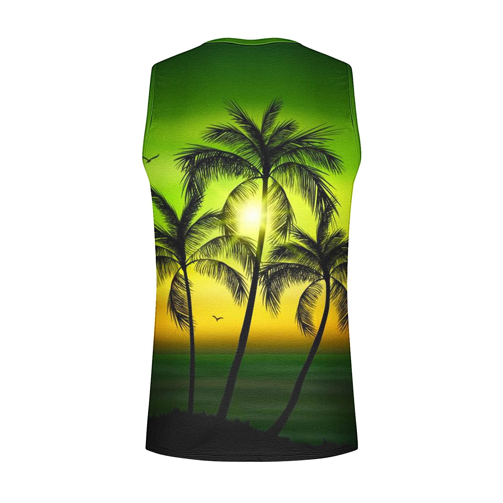 Wodceeke Men's Summer Tank Tops - Sleeveless Hawaiian Graphic Shirts for Beach, Gym & Workout | Athletic Undershirts for Casual Wear & Outdoor Activities 2024
