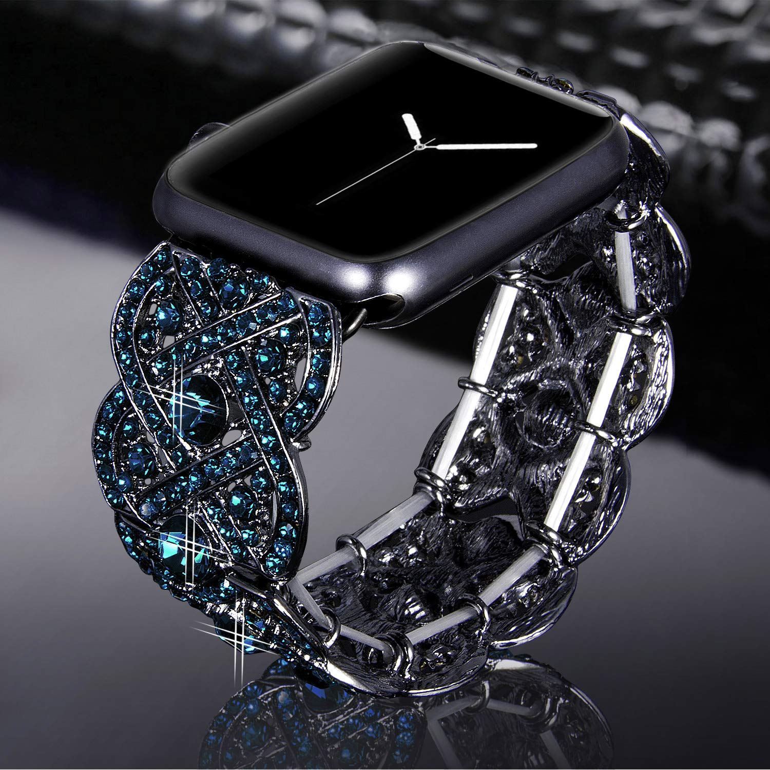 VIQIV Bling Bands for Apple Watch 40mm 44mm - Diamond Rhinestone Stainless Steel Metal Bracelet Strap Compatible with iWatch Series 1/2/3/4 - Elegant Wristband for Women - Perfect for Parties, Weddings & Everyday Wear