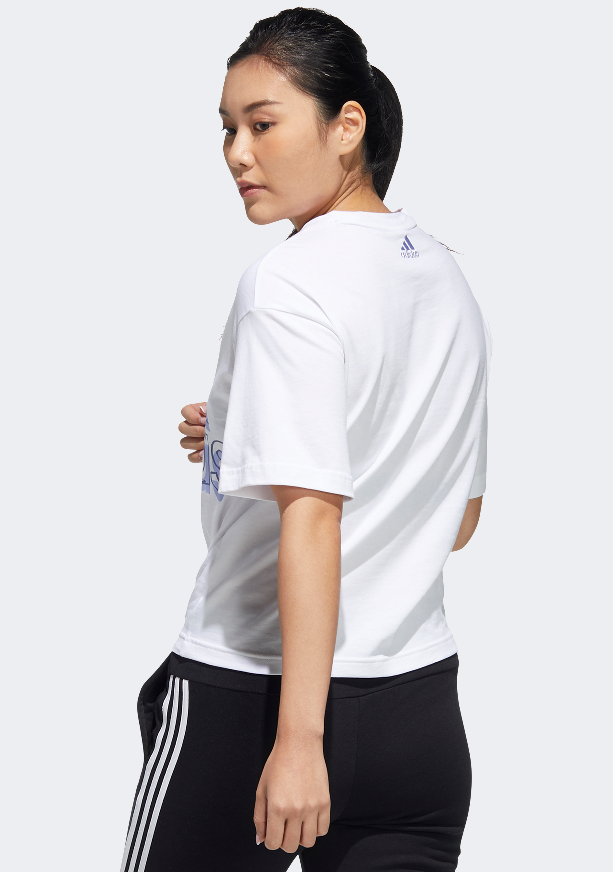 Adidas Women's Big Logo T-Shirt - Comfortable Cotton Casual Tee for Workout, Gym & Everyday Wear