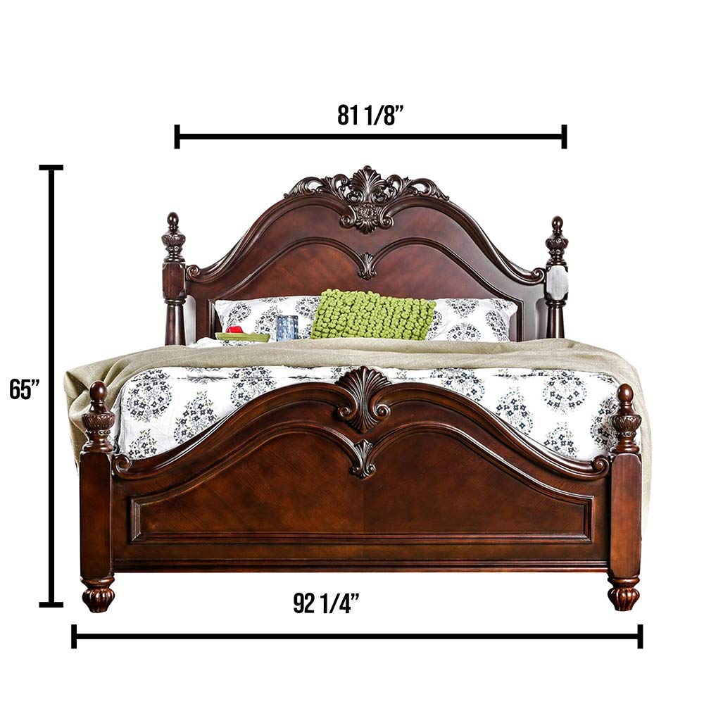 Furniture of America Acacia Wood Bed Frame with Walnut Finish - Queen Size Solid Wood Bedroom Furniture for Master Bedroom & Guest Room