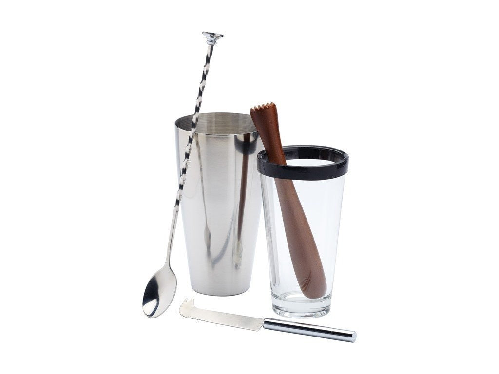 Barcraft Mojito Cocktail Kit - 4 Piece Premium Gift Set with Muddler, Glasses & Recipe - Perfect for Home Bars, Parties & Gifts