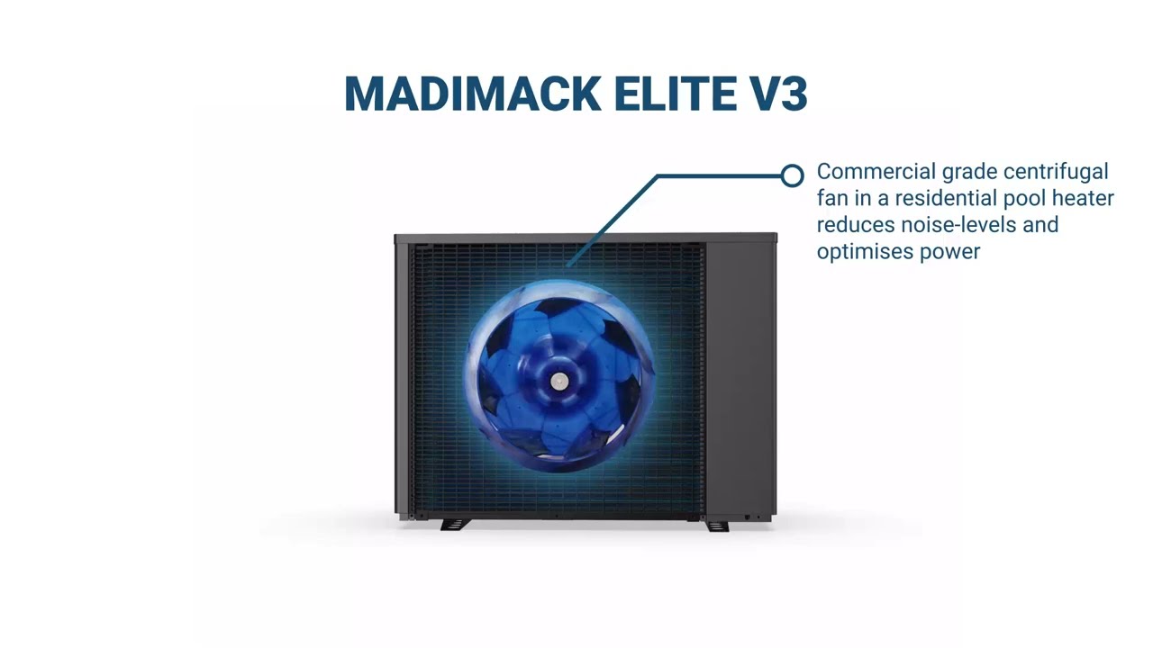 Madimack Elite V3 Swimming Pool Heat Pump - Energy Efficient Pool Heater for Inground & Above Ground Pools - Perfect for Year-Round Swimming & Spa Use