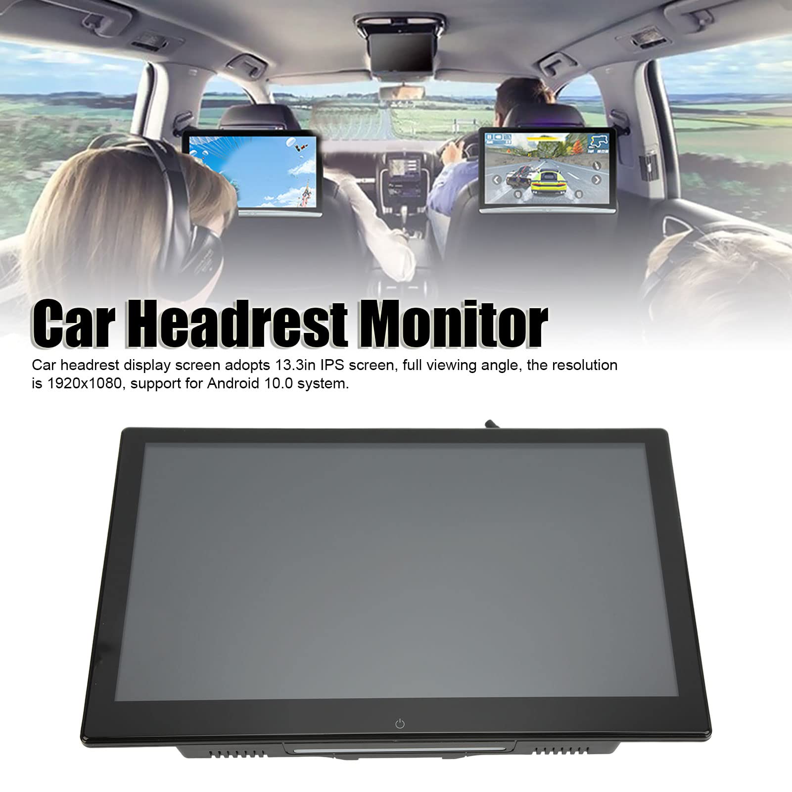 13.3 Inch 4K Car Headrest Monitor with Touch Screen, 1080P HD 2+16G Memory, Rear Seat Multimedia Video Player for All Vehicles - Perfect for Long Road Trips and Family Travel Entertainment