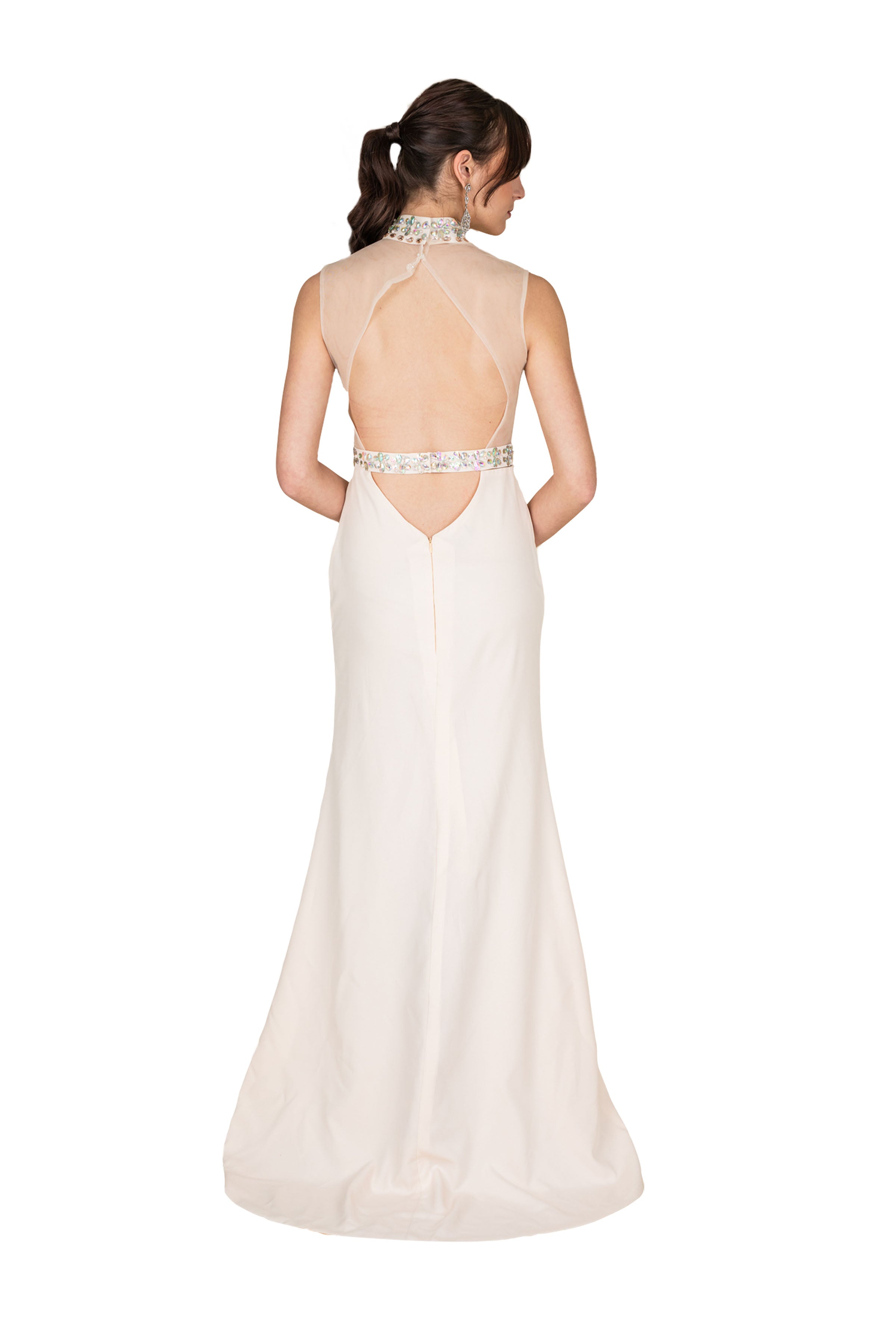 Elegant High Neck Floor Length Formal Evening Gown for Women - Perfect for Prom, Wedding Guest & Black Tie Events
