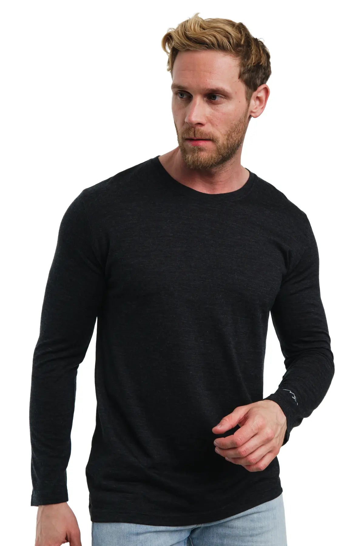 Premium Men's Merino Wool Long Sleeve Shirt - 165 GSM Charcoal Grey - Warm & Breathable Base Layer for Hiking, Camping & Winter Outdoor Activities