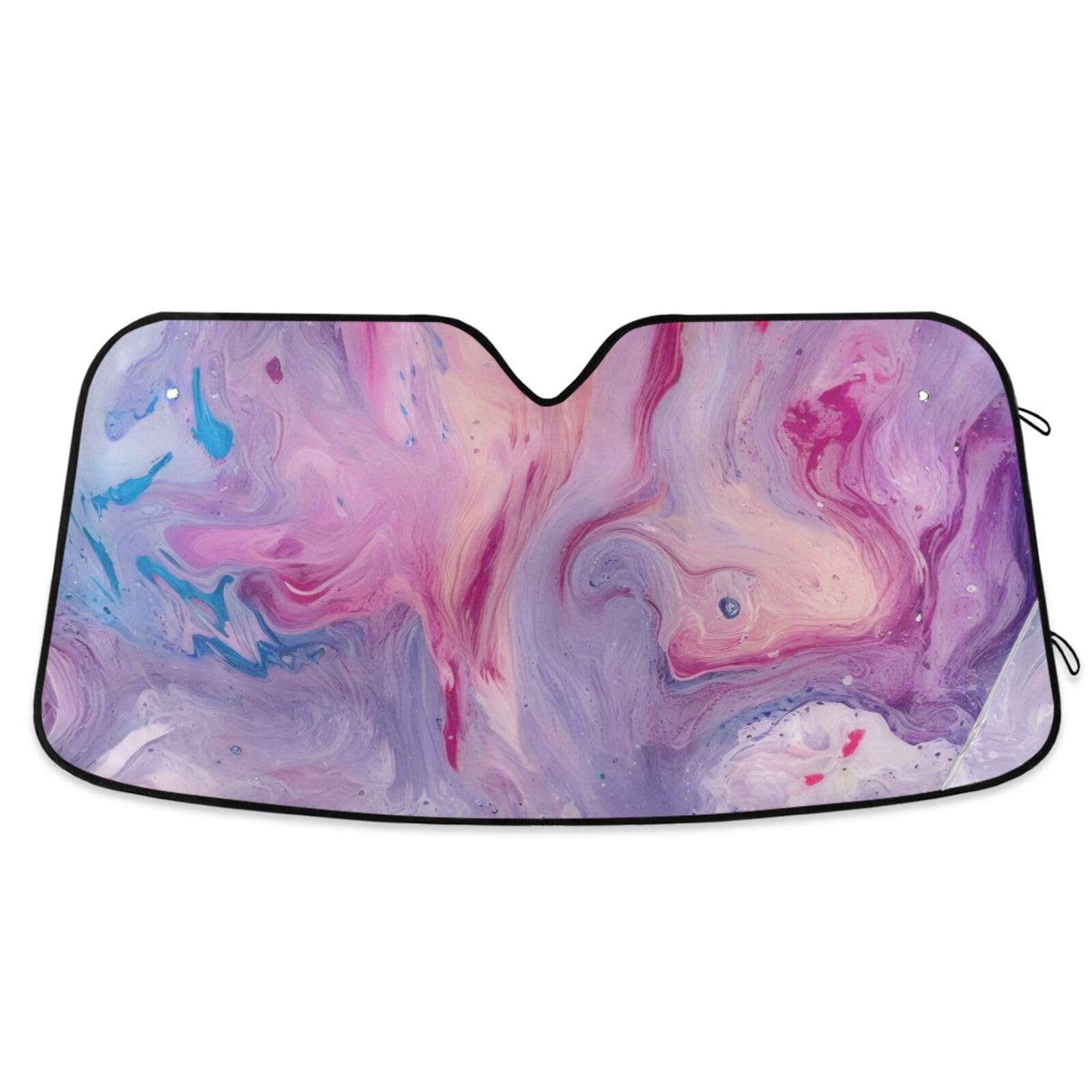 Universal Fit Purple Marble Windshield Sun Shade for Cars - UV & Heat Reflective Sunshade to Keep Vehicle Cool | Perfect for Summer Parking & Road Trips