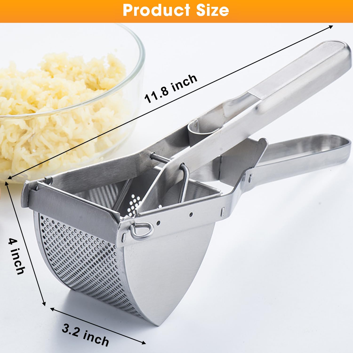 METLUCK 22oz Stainless Steel Potato Ricer & Masher - Heavy Duty for Smooth Fluffy Mashed Potatoes, Perfect for Thanksgiving, Baby Food & Restaurant Use