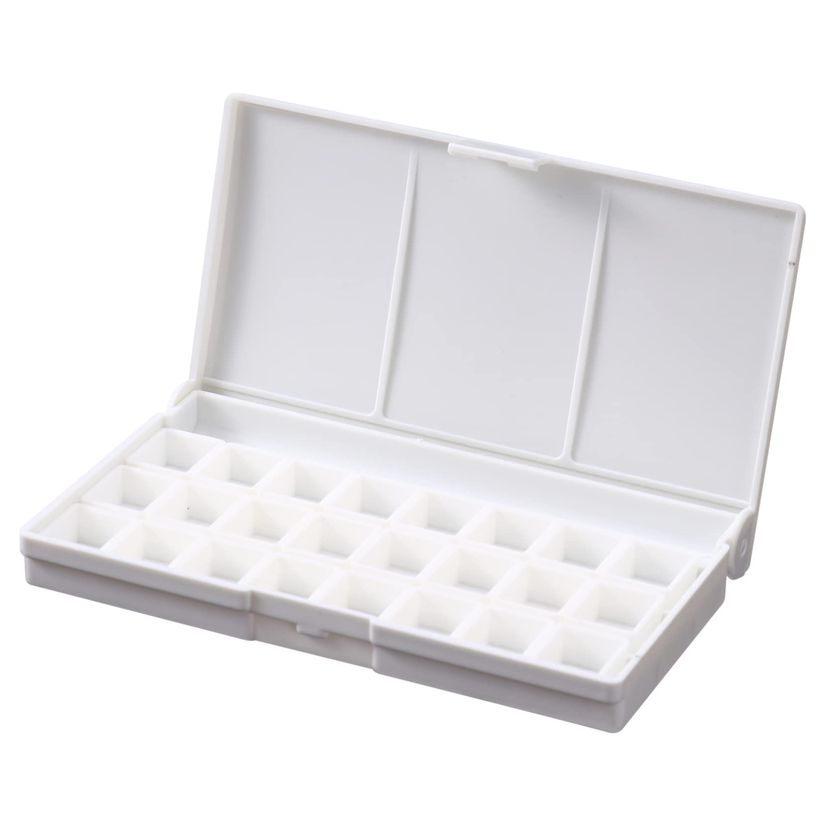 Chyoo Artist Empty Watercolor Pocket Box - Airtight Plastic Travel Palette with 24 Half Pan Grids - Compact White Watercolor Case for Outdoor Sketching & Travel Painting