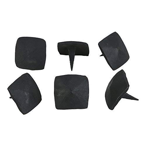 A29 Decorative Iron Clavos Nails - 12 Pack Square Pyramid Bolt Heads, Wrought Iron Nails with Natural Black Finish (1.25