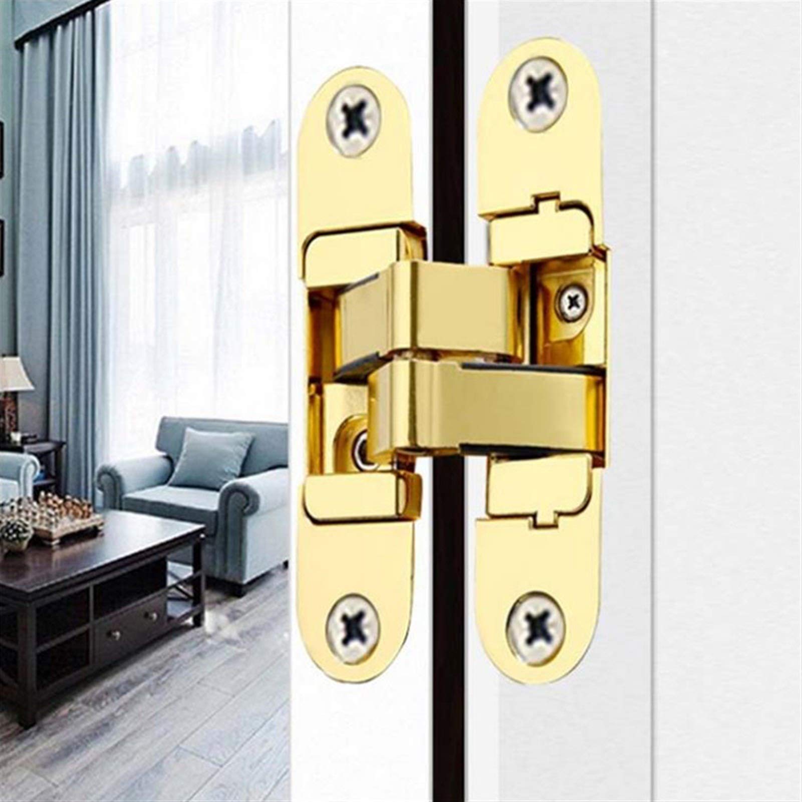 Premium 180° Invisible Door Hinges - Gold Hidden Hinges for Wooden & Folding Doors, Inside/Outside Cross-Opening - Universal Fit for All Door Types | Perfect for Cabinets, Wardrobes & Room Dividers