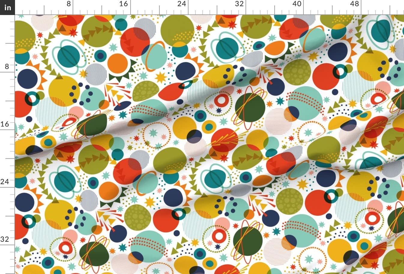 Adventure Space Themed Fabric - Bright Planets, Colored Stars & Spaceships Printed on Premium Satin by The Yard - Perfect for Sewing, Apparel, Fashion, Blankets & Home Decor | DIY Space-Themed Projects, Kids Room Decor & Costume Making