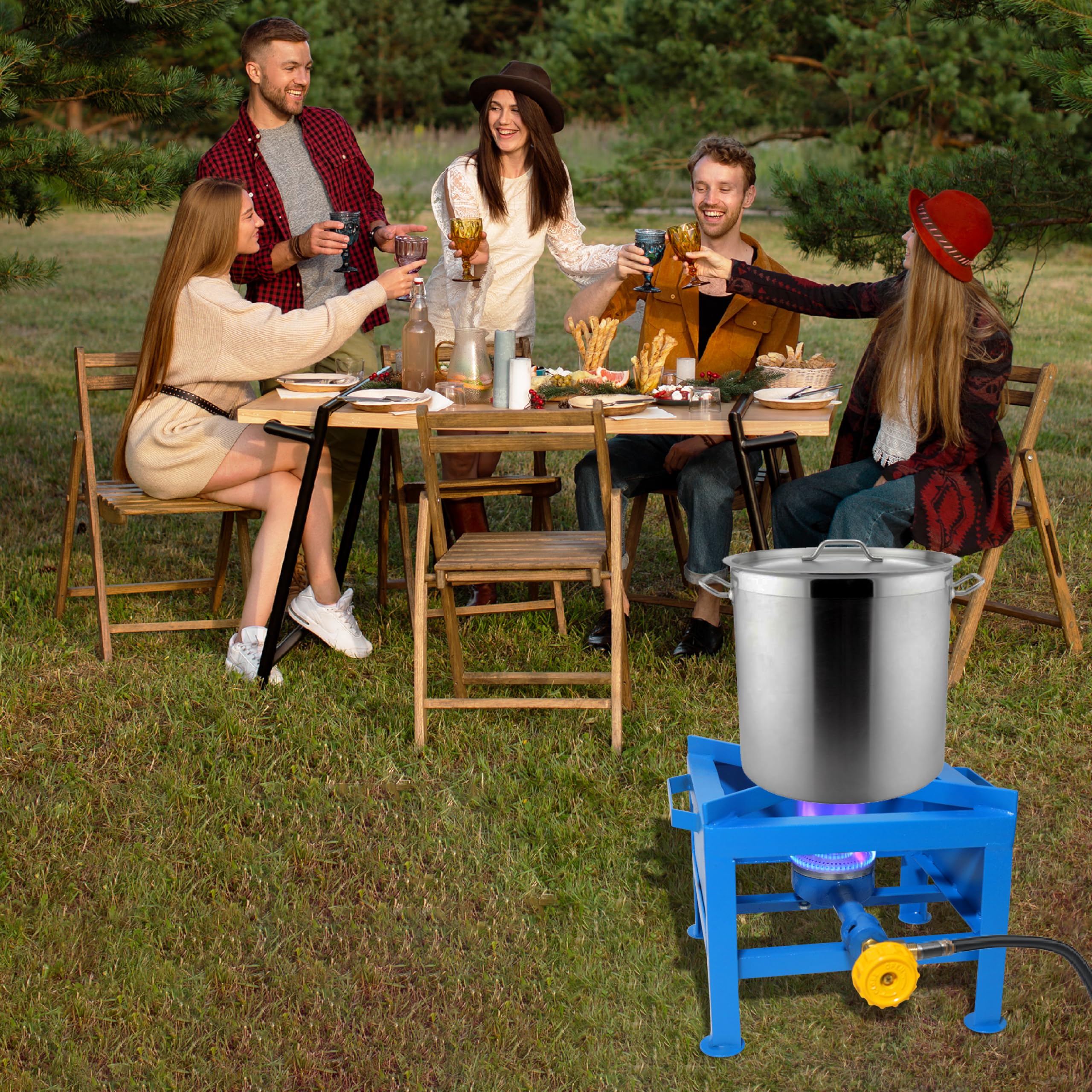 Portable Single Burner Propane Stove - Heavy Duty Cast Iron High Pressure Outdoor Cooker, High BTU Propane Burner for Turkey Frying, Seafood Boiling, Homebrewing | Perfect for Camping, Backyard BBQs, and Emergency Cooking
