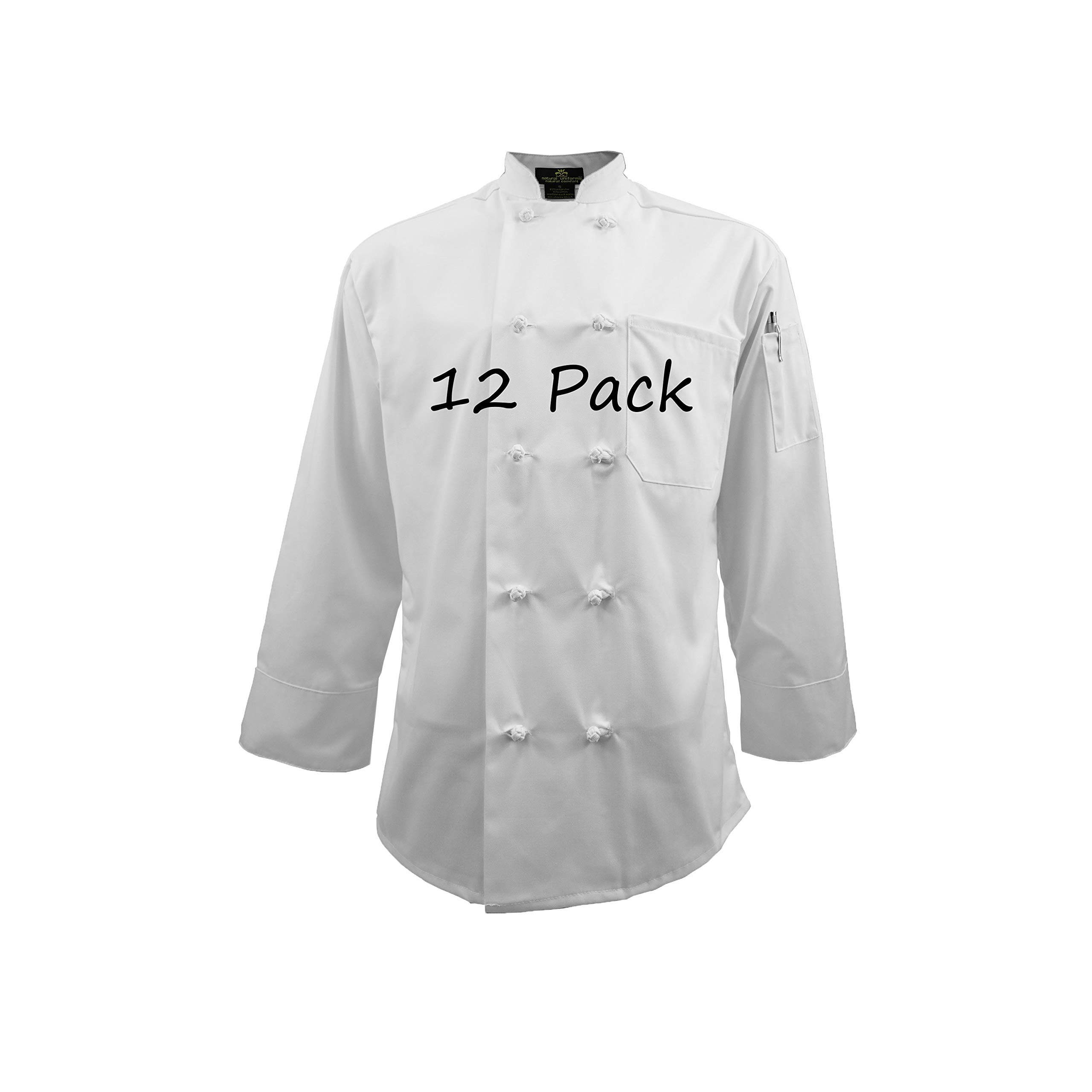 Premium Natural Cotton Chef Coat with Knot Buttons - Professional Kitchen Uniform for Chefs & Cooks - Multi-Pack Options in White - Ideal for Restaurants, Catering & Culinary Schools