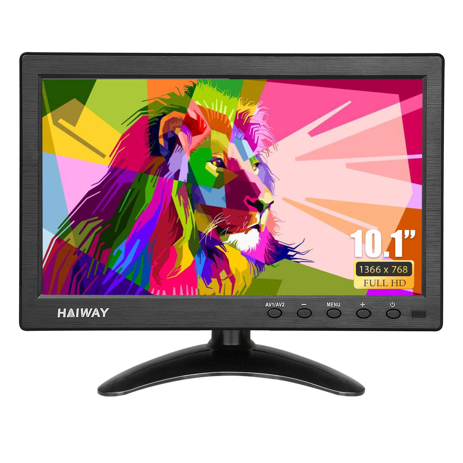 10.1 Inch HD Security Monitor - 1366x768 Resolution Portable HDMI Display with Remote, Dual Speakers, HDMI/VGA/BNC/USB Inputs for Gaming, CCTV, Raspberry Pi & PC - Perfect for Home Surveillance & Multi-Screen Setups