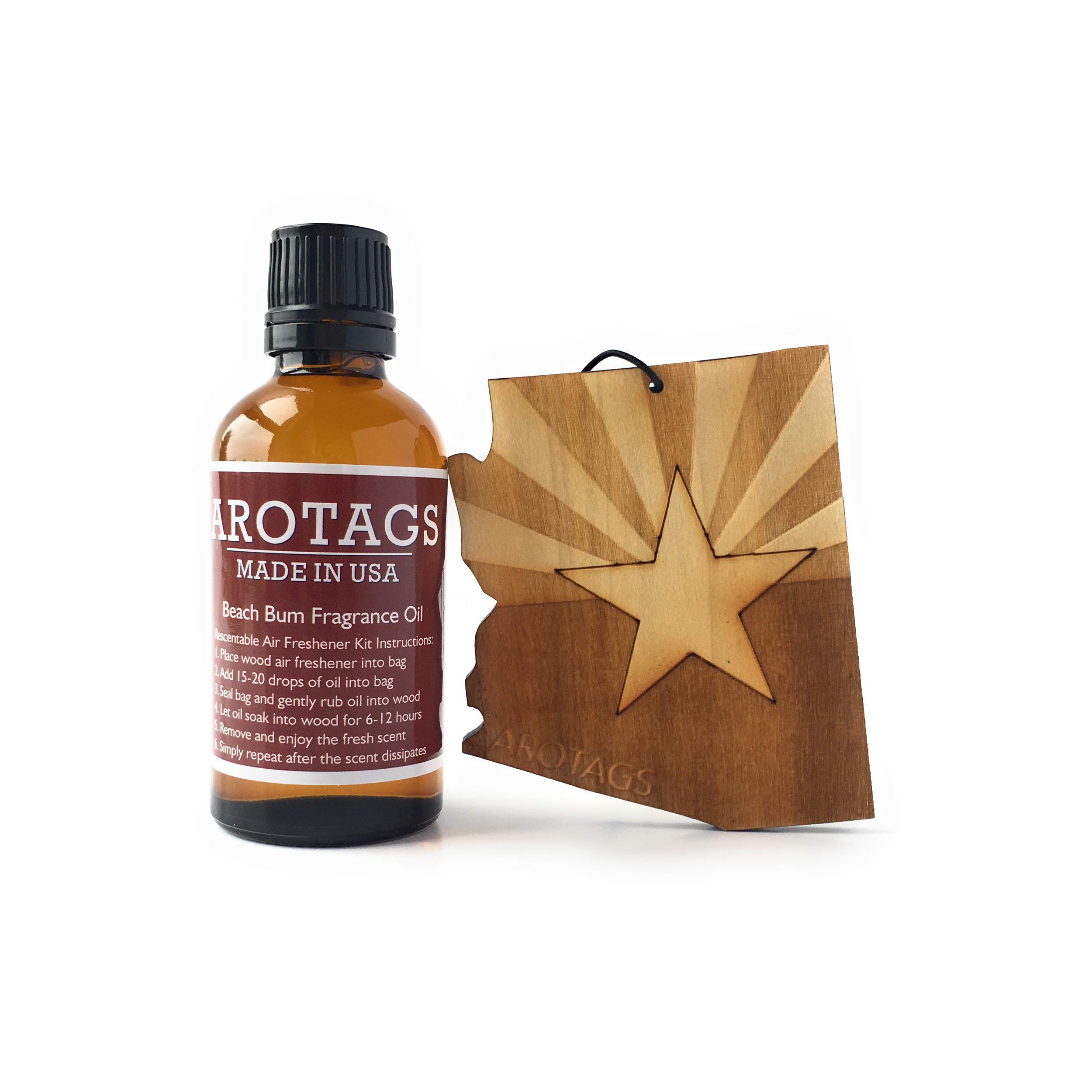 Premium Arizona Wooden Car Air Freshener - Long-Lasting Backwoods Birch Scent (365+ Days) - Includes Hanging Mirror Diffuser & Fragrance Oil - 100% Made in USA - Perfect for Cars, Trucks, SUVs & Home Décor