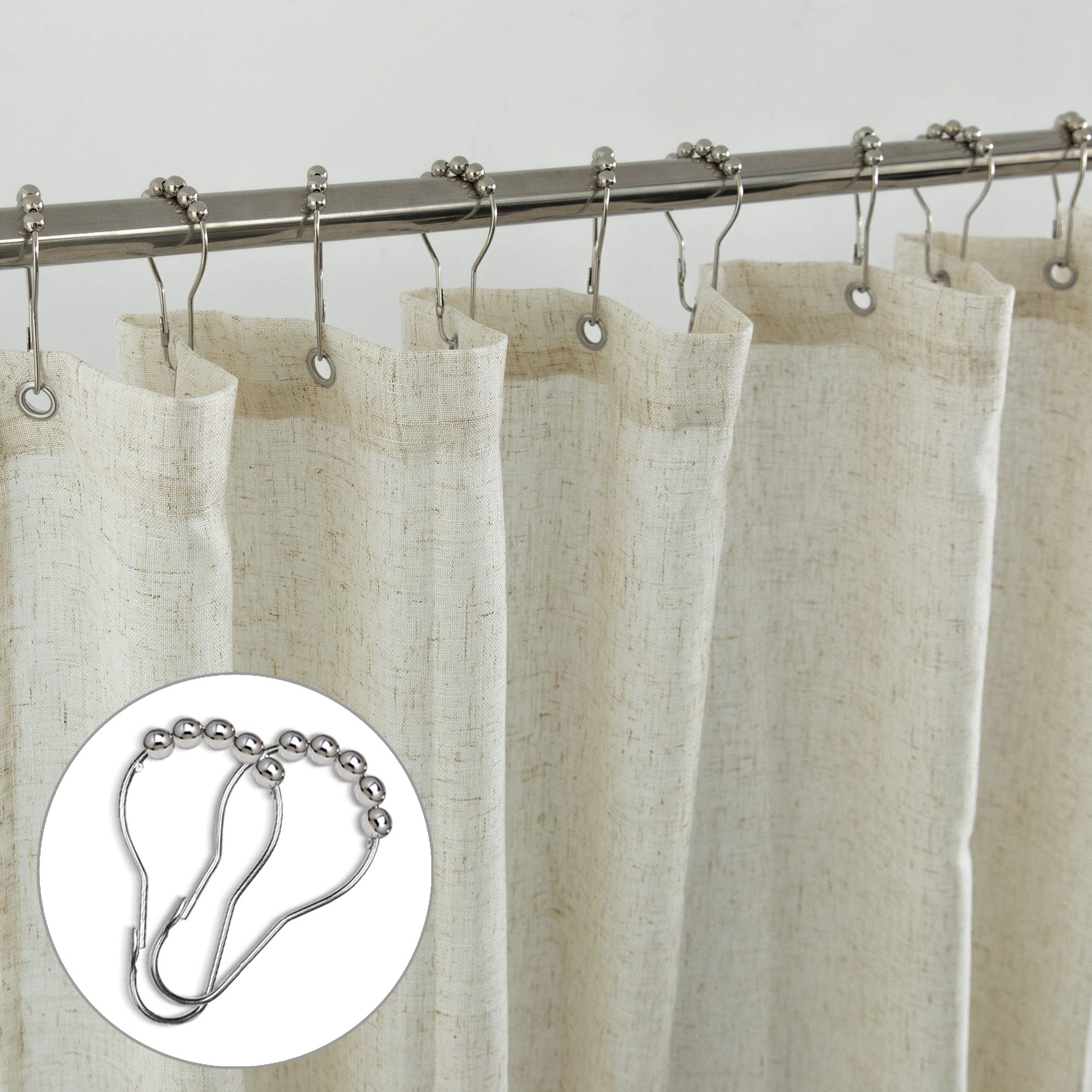 Waterproof Linen Shower Curtain 72x96 Inches - Premium Bathroom Decor for Modern & Farmhouse Style Homes - Eco-Friendly Fabric for Bath, Spa, and Hotel Use