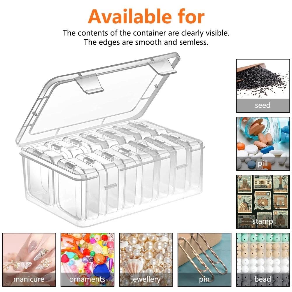 2 Pack Bead Organizer Set - 15 Piece Mini Storage Containers with Lids, Transparent Plastic Craft Boxes for Jewelry Making, DIY Projects & Art Supplies Organization | Perfect for Beading, Scrapbooking & Small Parts Storage
