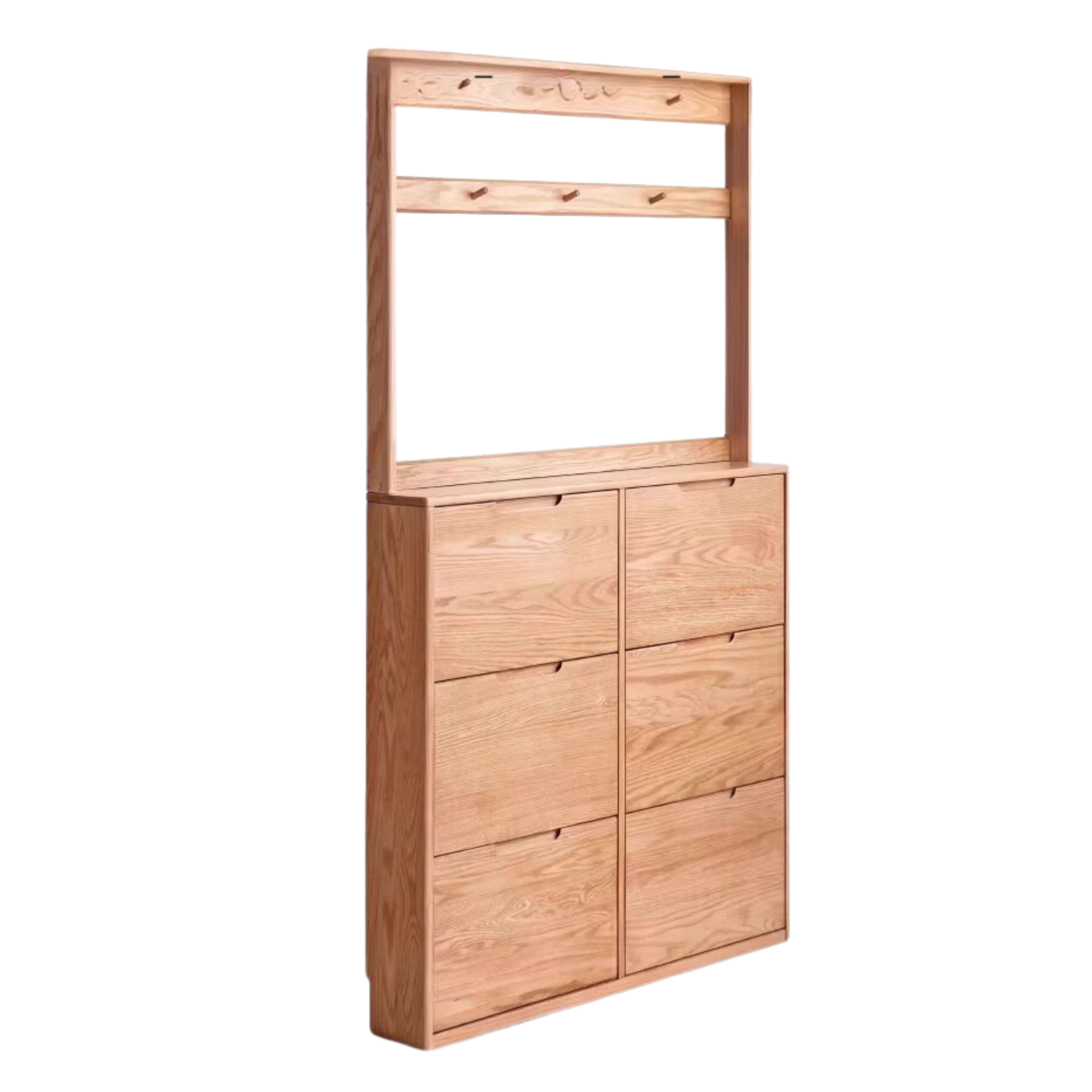 Solid Wood Shoe Cabinet - Thin Oak & Poplar Entryway Storage Organizer for Home, Porch, and Doorway | Perfect for Small Spaces & Clutter-Free Entry