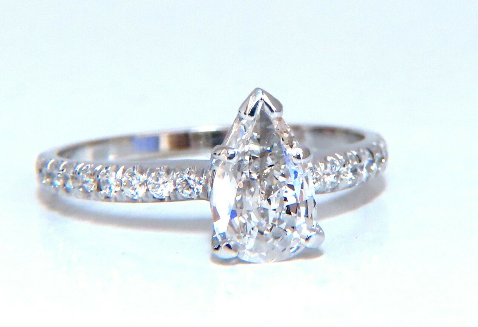 GIA Certified 0.54 Carat Natural Pear Shaped Diamond Ring in 14K White Gold - Elegant Engagement & Wedding Jewelry for Women