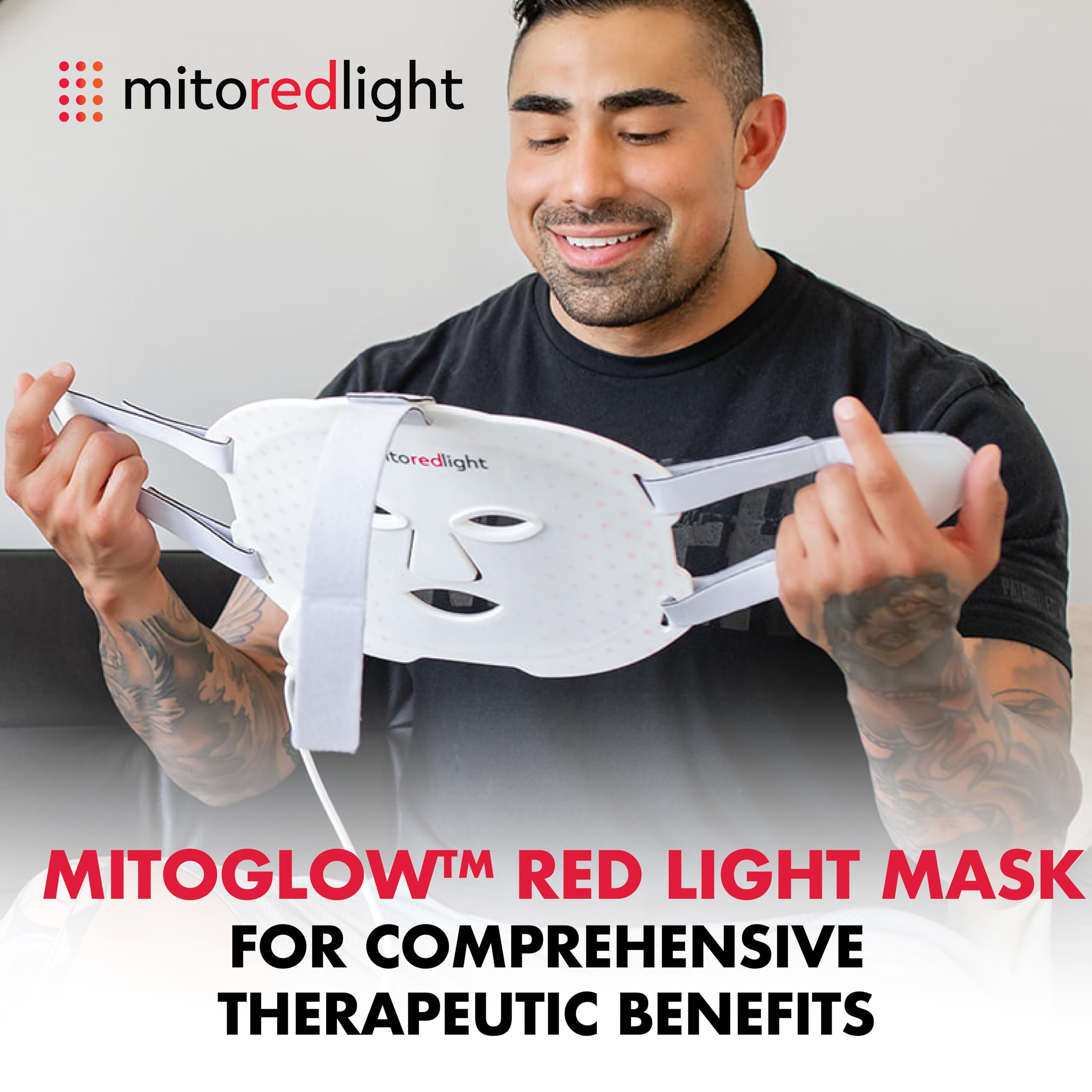 MitoGLOW Red Light Therapy Mask for Face and Neck - Rechargeable Portable LED Light Therapy Mask for Glowing Skin - At-Home Anti-Aging & Skincare Treatment - Perfect for Daily Use, Travel, and Post-Workout Recovery