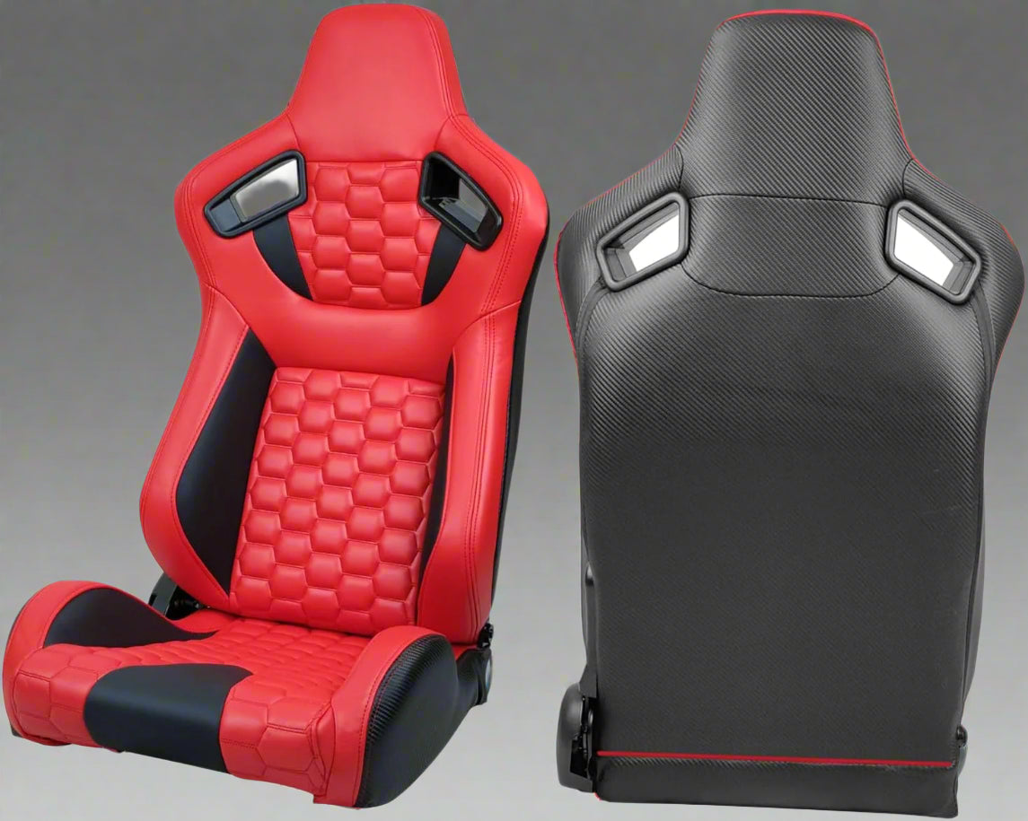 2PCS Universal Adjustable Racing Seats - PVC Leather Bucket Style for Cars & Trucks | High-Performance Sports Car & Off-Road Vehicle Seats | Perfect for Racing, Drifting & Daily Driving