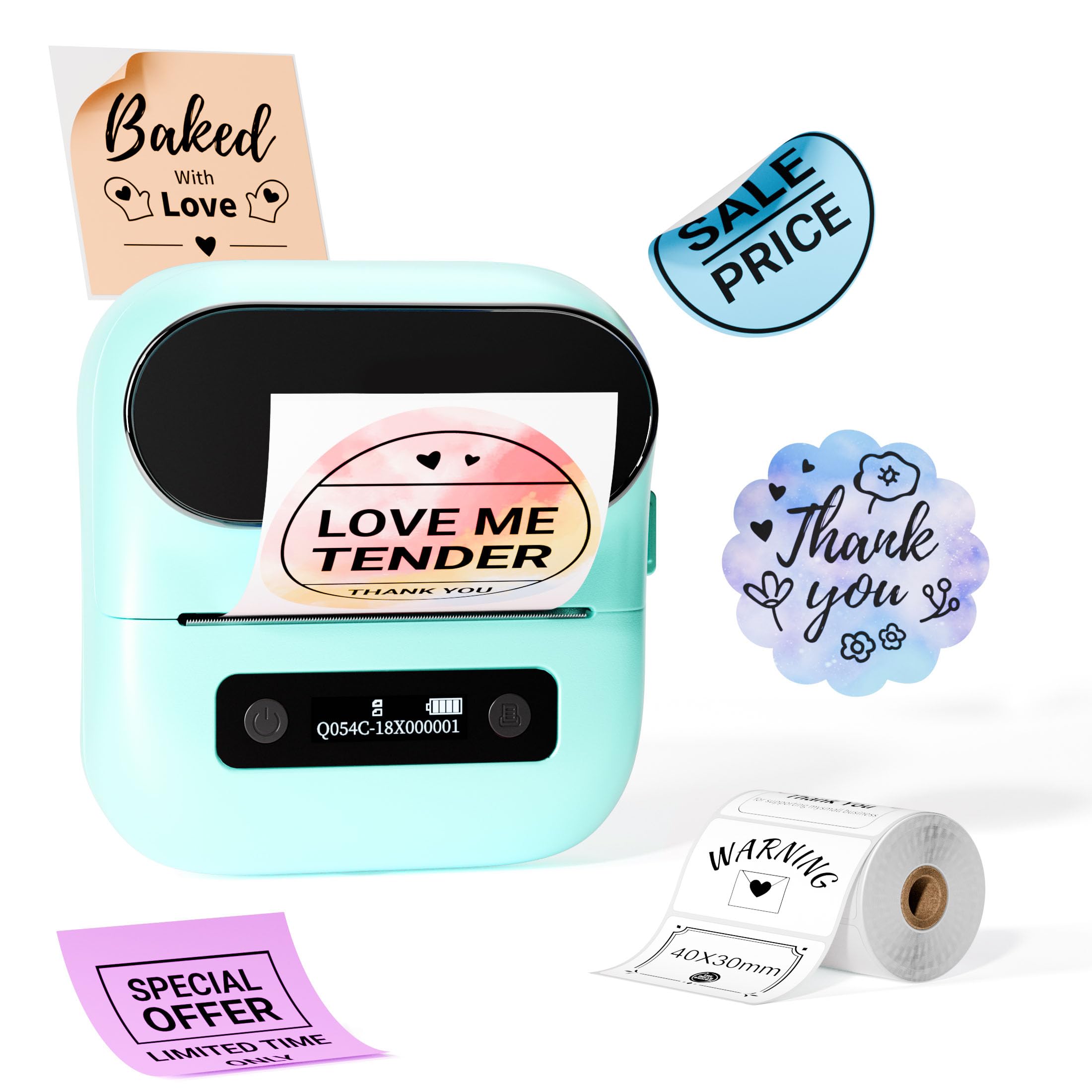 M220 Bluetooth Label Maker - Portable Thermal Sticker Printer for Small Business & Home Use | Compatible with Smartphone & PC | Prints 0.78-3.14 Inch Labels (Green) | Perfect for Organizing, Shipping & Craft Projects