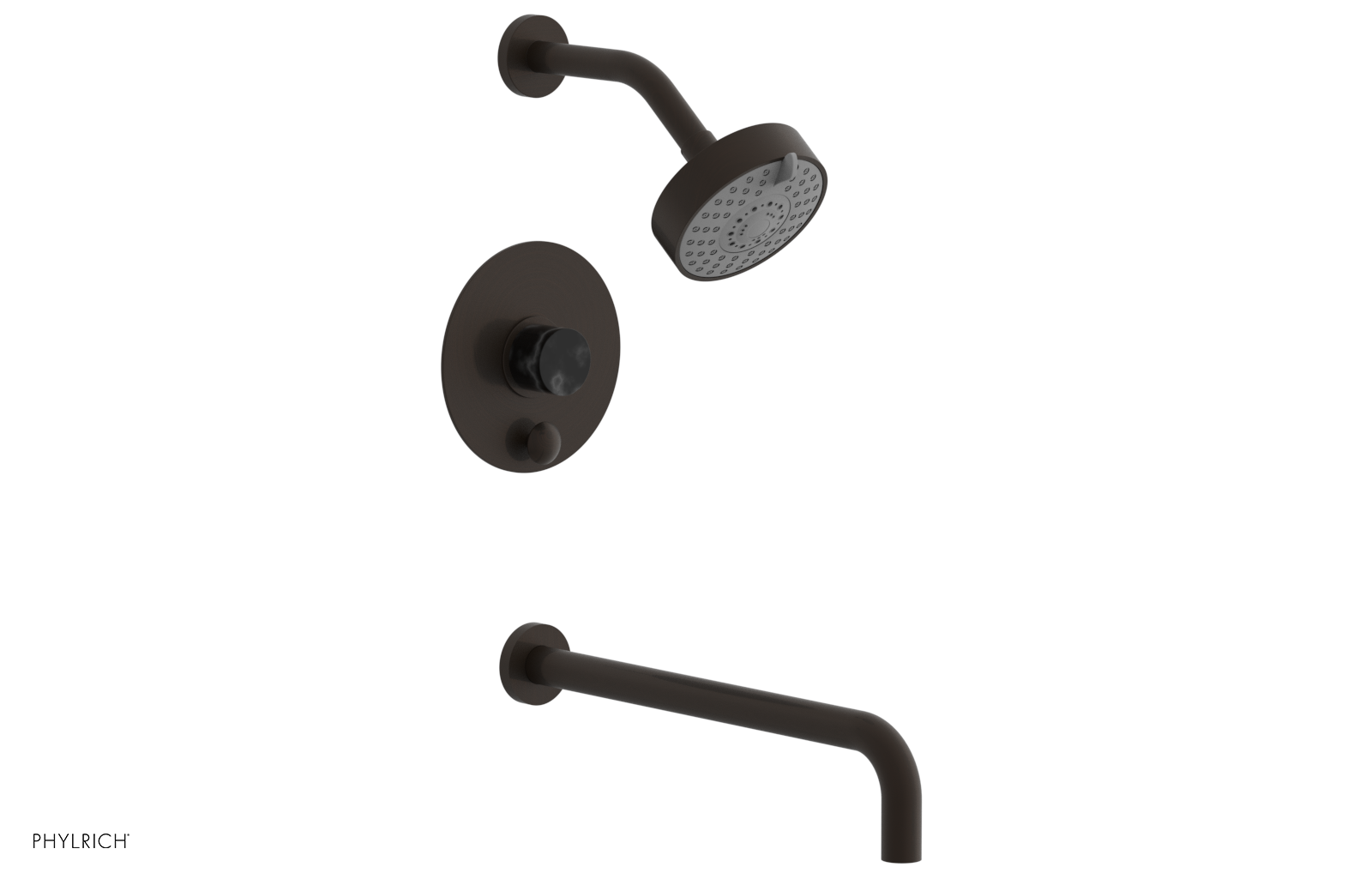 Premium BASIC II 14 Pressure Balance Tub and Shower Set - Black Marble Finish (230 28 14) for Modern Bathroom Remodeling & Spa-Like Shower Experience