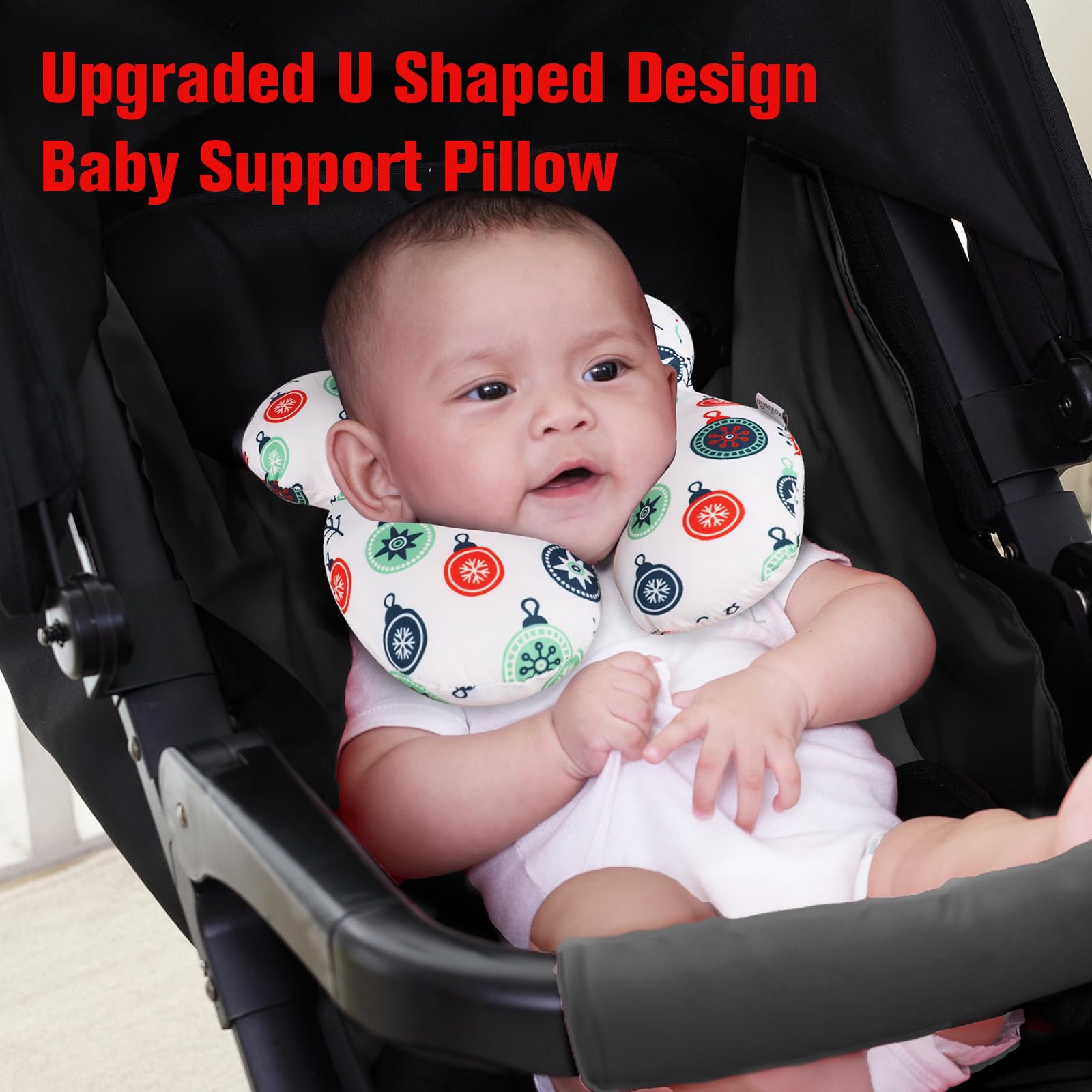 KAKIBLIN Upgraded Baby Travel Pillow for Head and Neck Support - Soft Infant Neck Pillow for Car Seat, Stroller, Airplane & Stroller - Perfect for Newborns & Toddlers on Road Trips & Flights