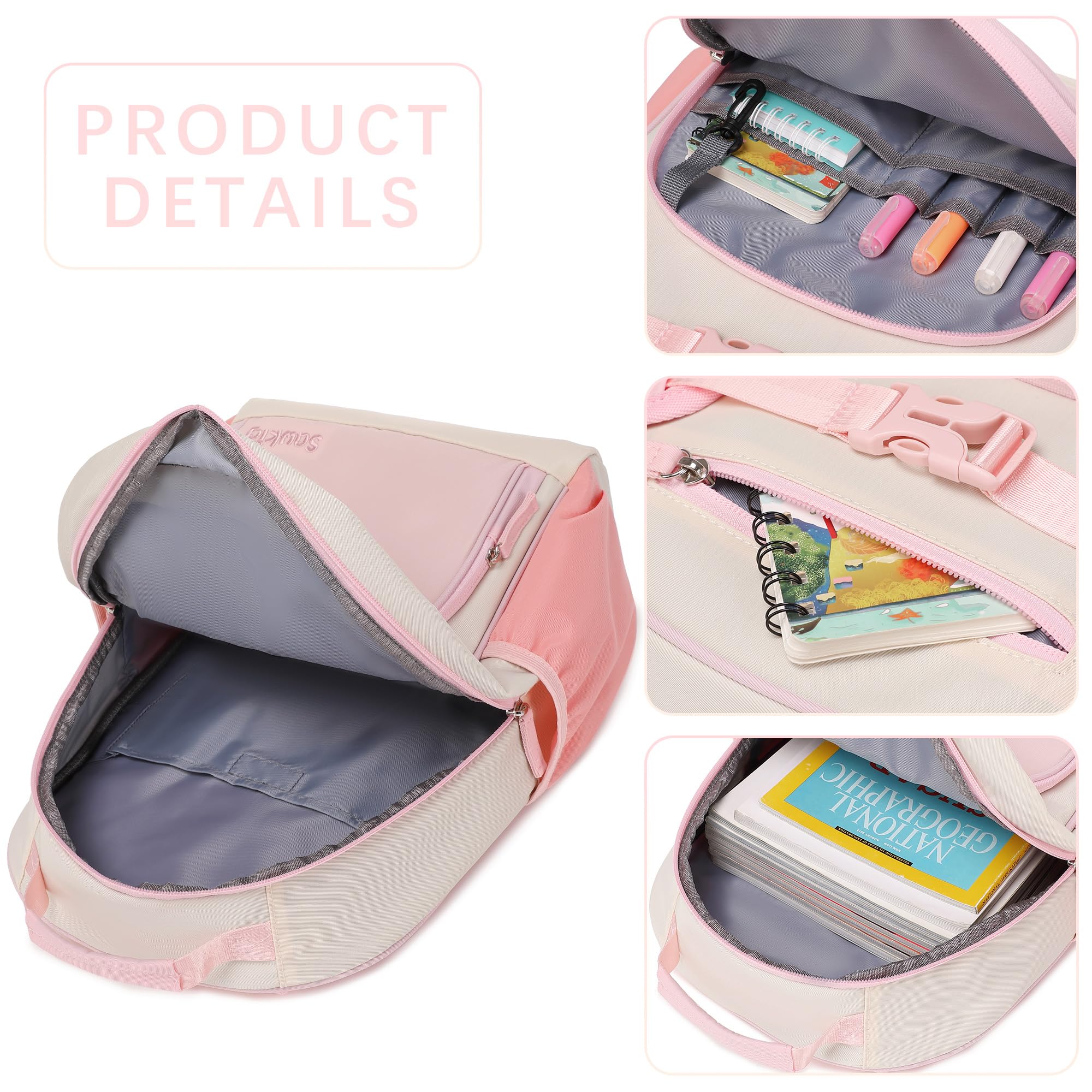 Pink Cream Girls Backpack for Kindergarten - Lightweight Nylon School Bookbag for Kids Ages 3-6 | Perfect for Preschool, Daycare & Travel Accessories