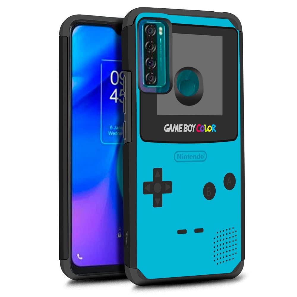 TCL 20 XE (2021 XE Version Only) Shockproof Protective Case - Rugged Dual-Layer Hybrid Cover with Impact Resistance | Compatible with Gameboy Blue Design | Perfect for Outdoor Activities, Travel & Daily Protection