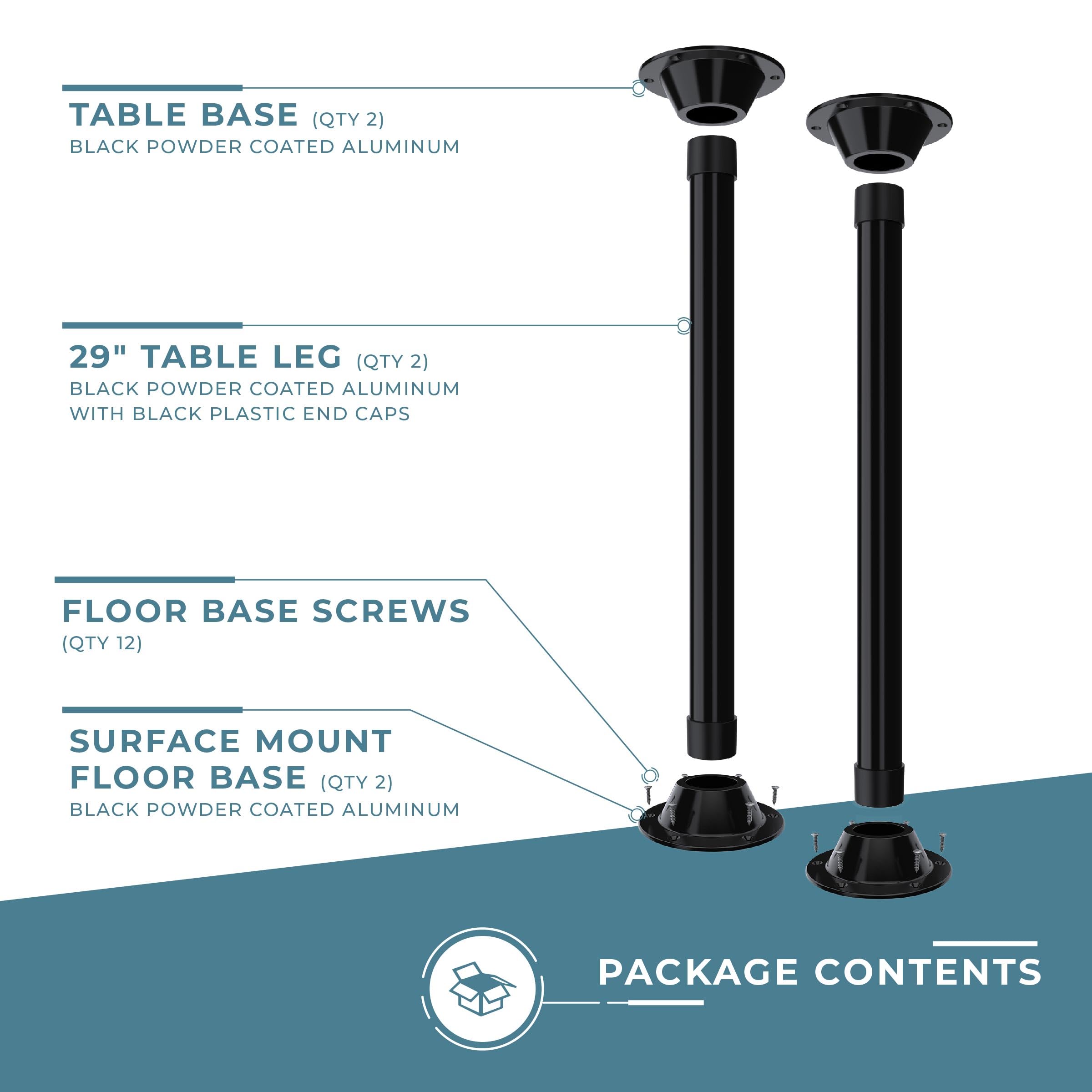 Manufacturers' Select ITC RV or Boat Table Leg System - 2 Complete SurFit 29