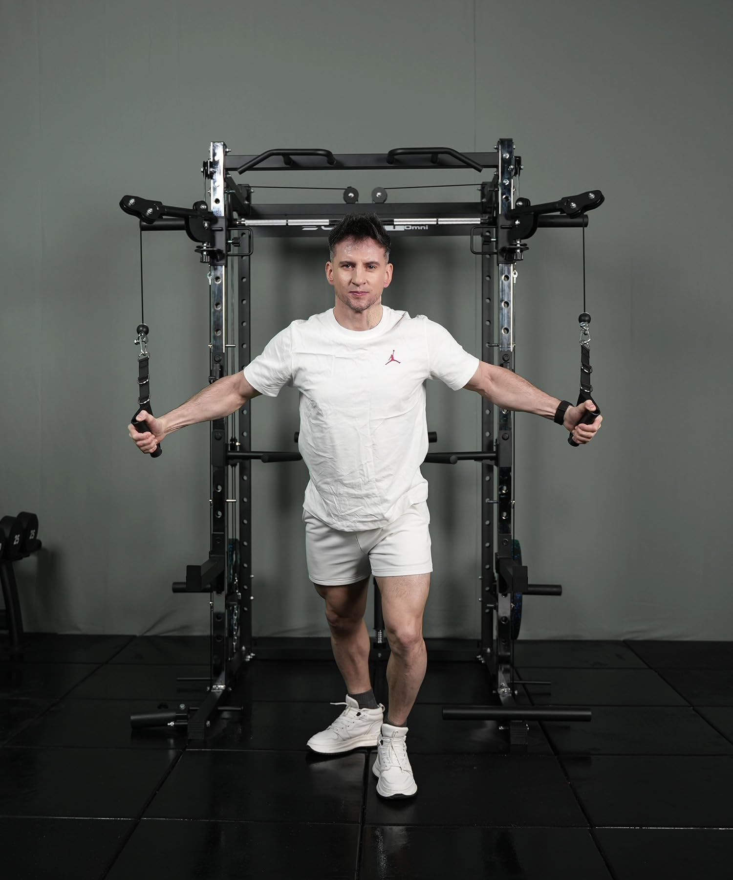 Smith Machine Power Cage - Heavy Duty Home Gym Squat Rack for Weight Training & Strength Workouts - Perfect for Home Garage & Personal Fitness Studio