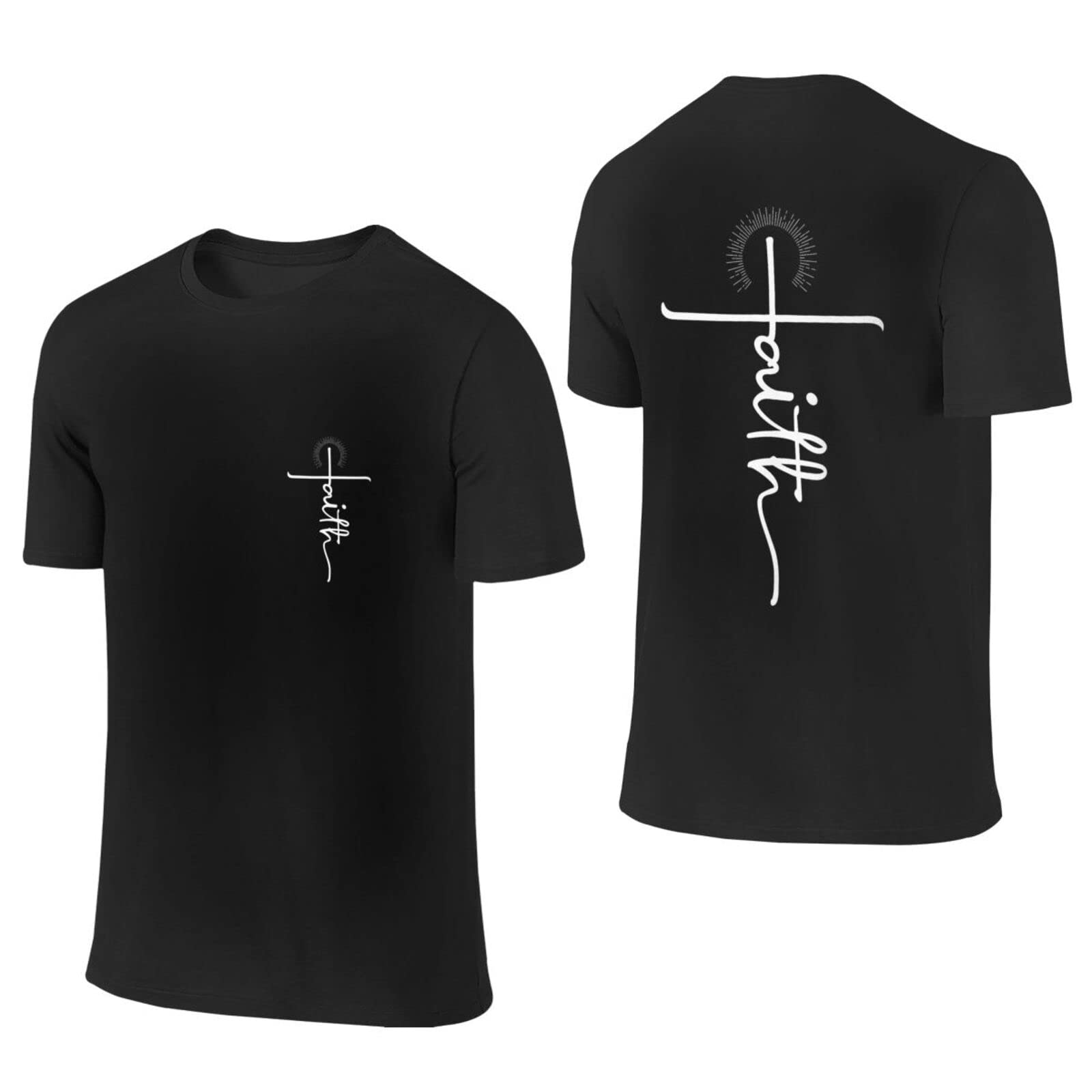 Jesus T-Shirts for Men - Christian Faith Graphic Tees with Cross Design | 100% Cotton Short Sleeve Religious Apparel for Church, Bible Study & Daily Wear