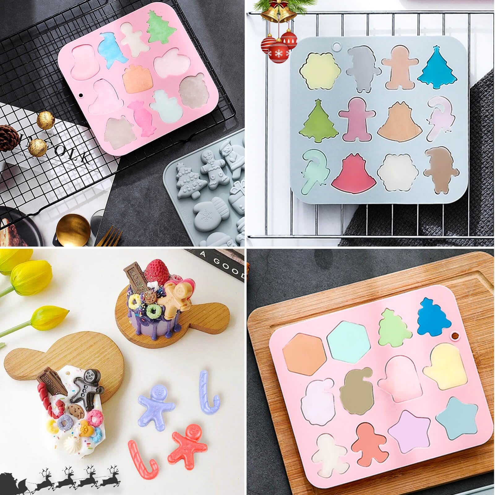 3 Pack Christmas Silicone Baking Molds - Santa, Tree, Snowman Cookie & Candy Molds for Chocolate, Gummies, Jello, Soap, Candle Making | Holiday Baking & DIY Crafts Gift Idea