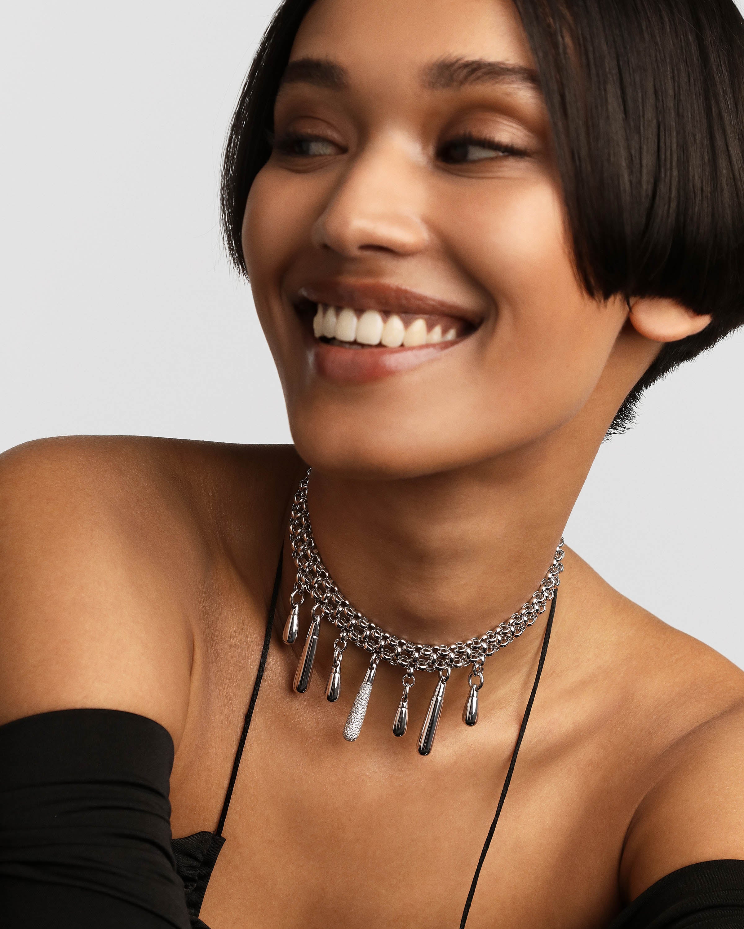 Elegant Jelly Silver Choker Necklace for Women - Trendy Adjustable Statement Piece for Parties, Weddings & Everyday Wear