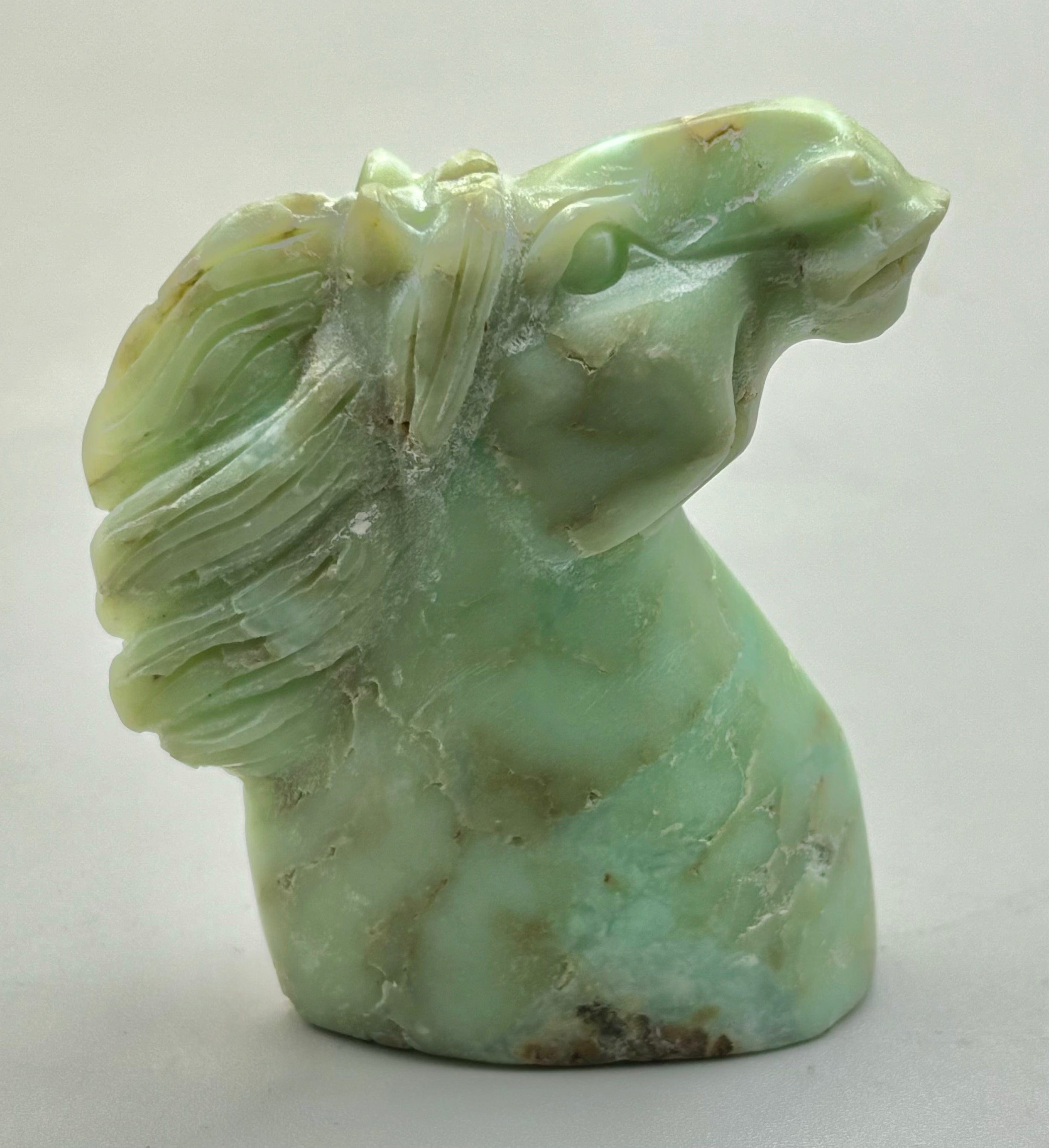 Handcrafted Chrysoprase Horse Carving - Unique Gemstone Figurine for Home Decor, Feng Shui, and Collectibles | Perfect Gift for Horse Lovers and Crystal Enthusiasts
