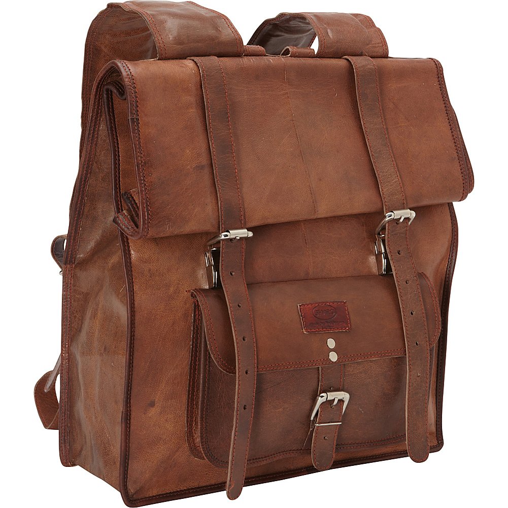 Sharo Brown Handmade Genuine Leather Roll-up Backpack for Travel, Work & Daily Use - Durable & Stylish Foldable Backpack for Men & Women